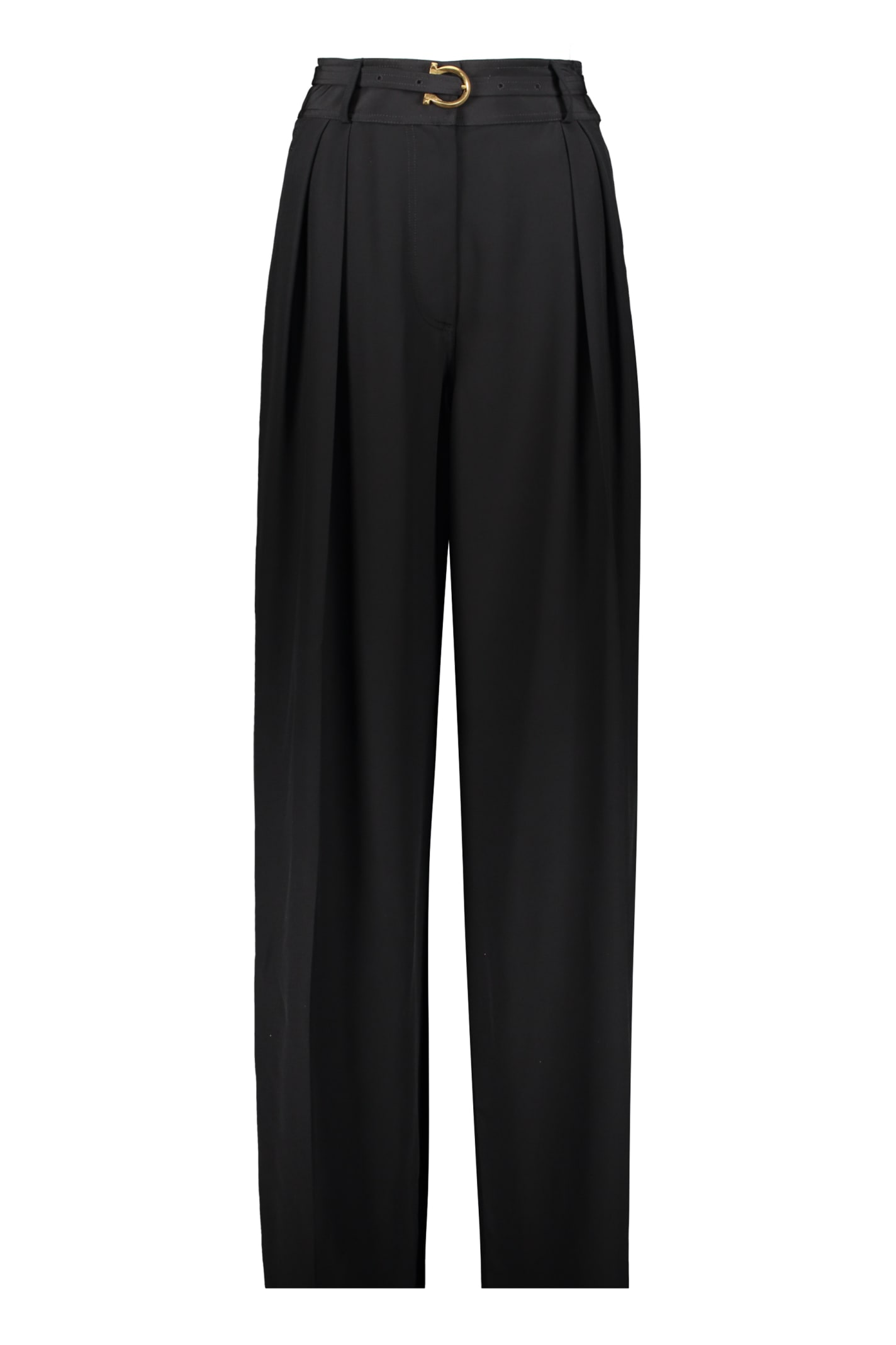 Shop Ferragamo Silk Trousers In Black