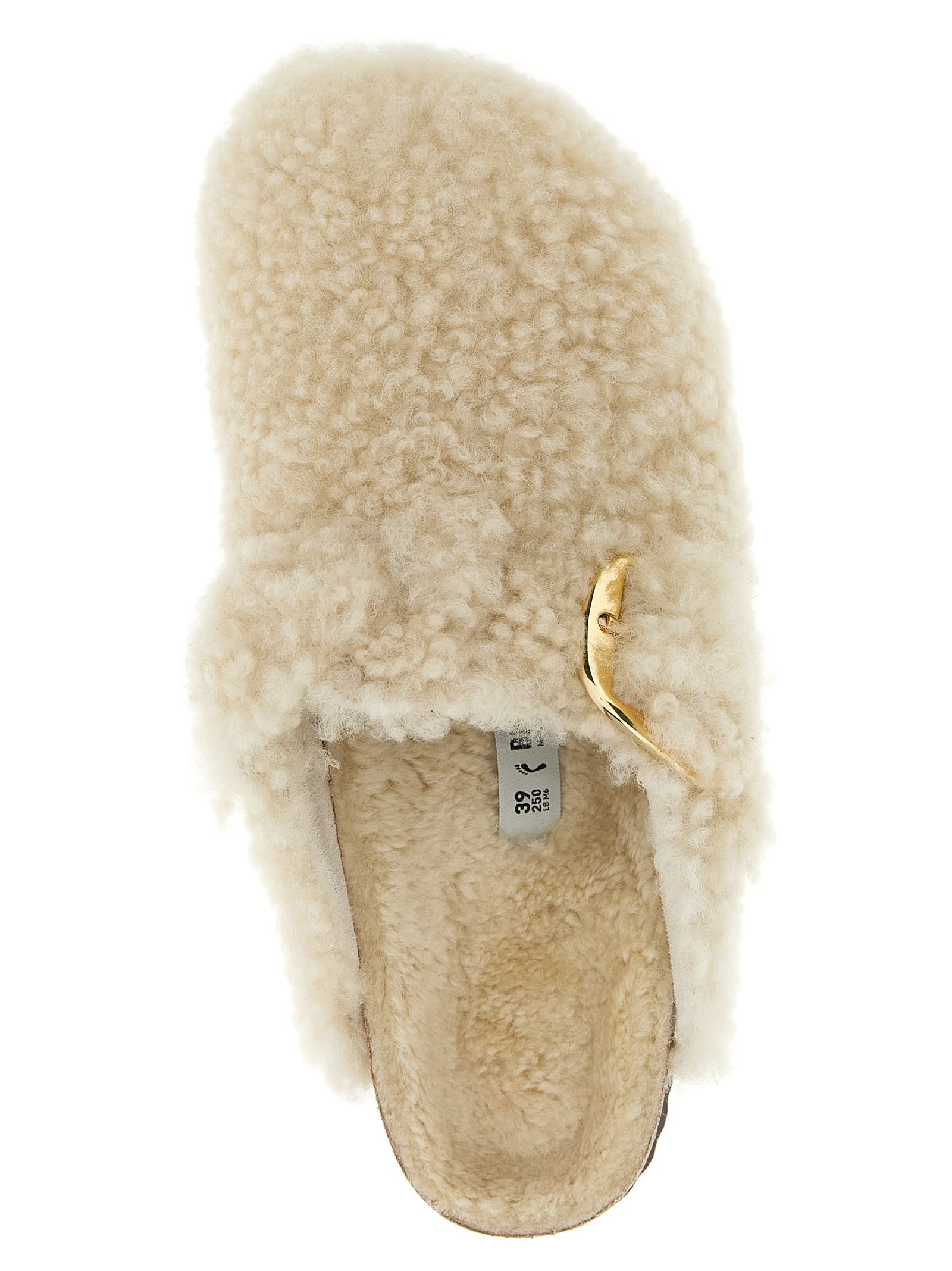 Birkenstock Mule Boston Big Buckle Shirring In Neutral