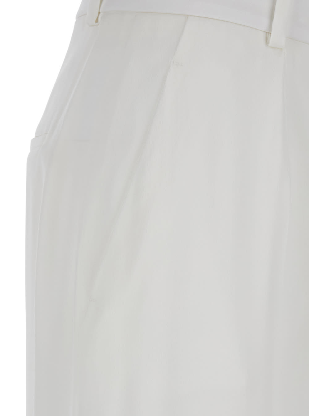 Alberta Ferretti White High Waist Pants With Concealed Closure In Silk Blend Woman In White
