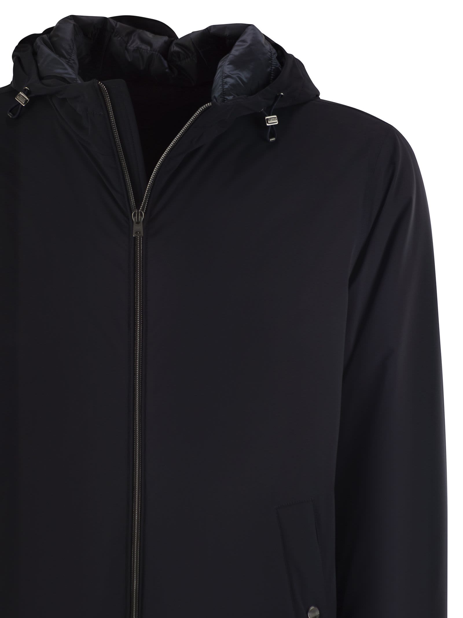 Herno Hooded Casual Jacket In Blue