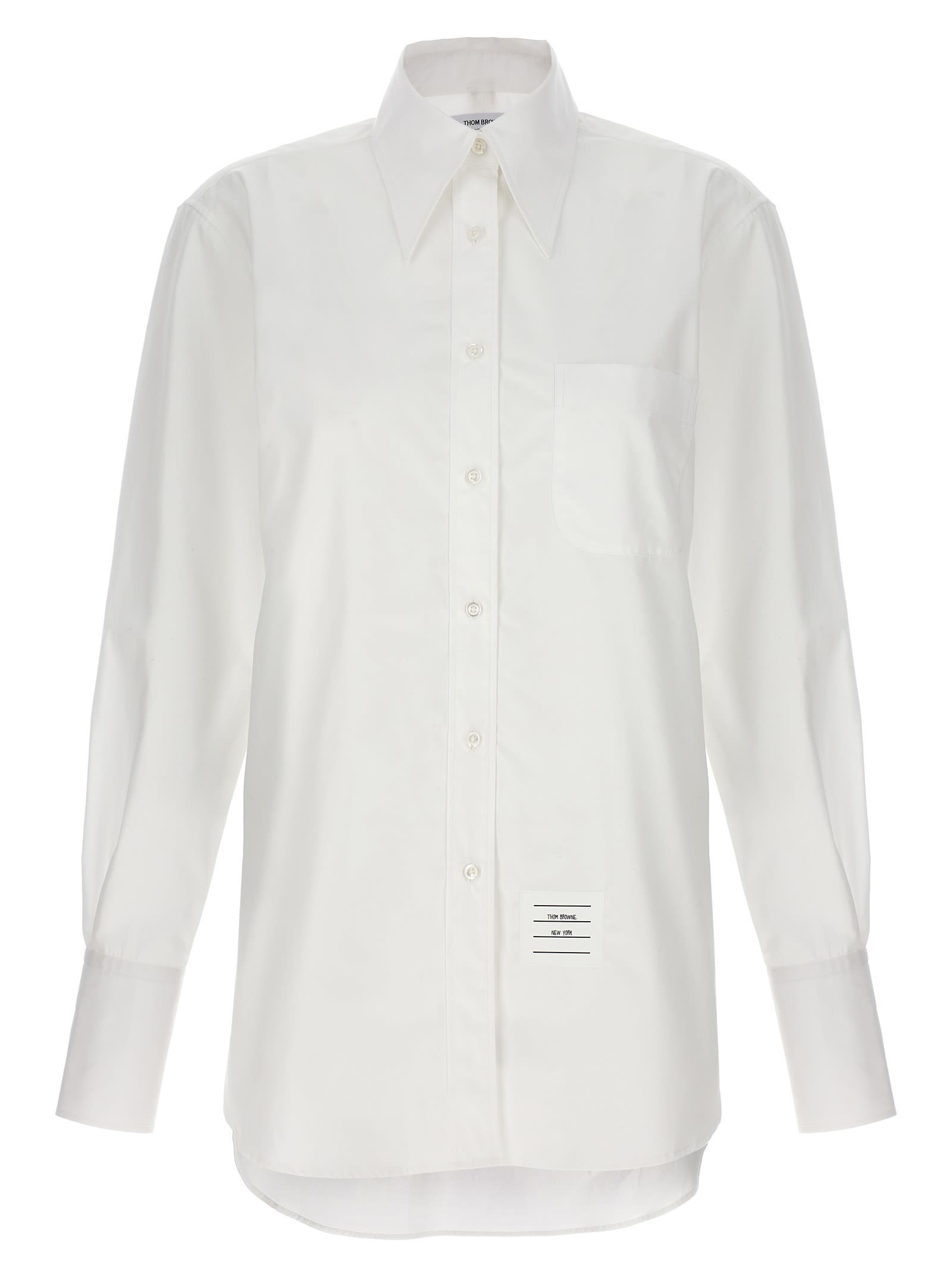 Shop Thom Browne Exaggerated Point Collar Shirt In White