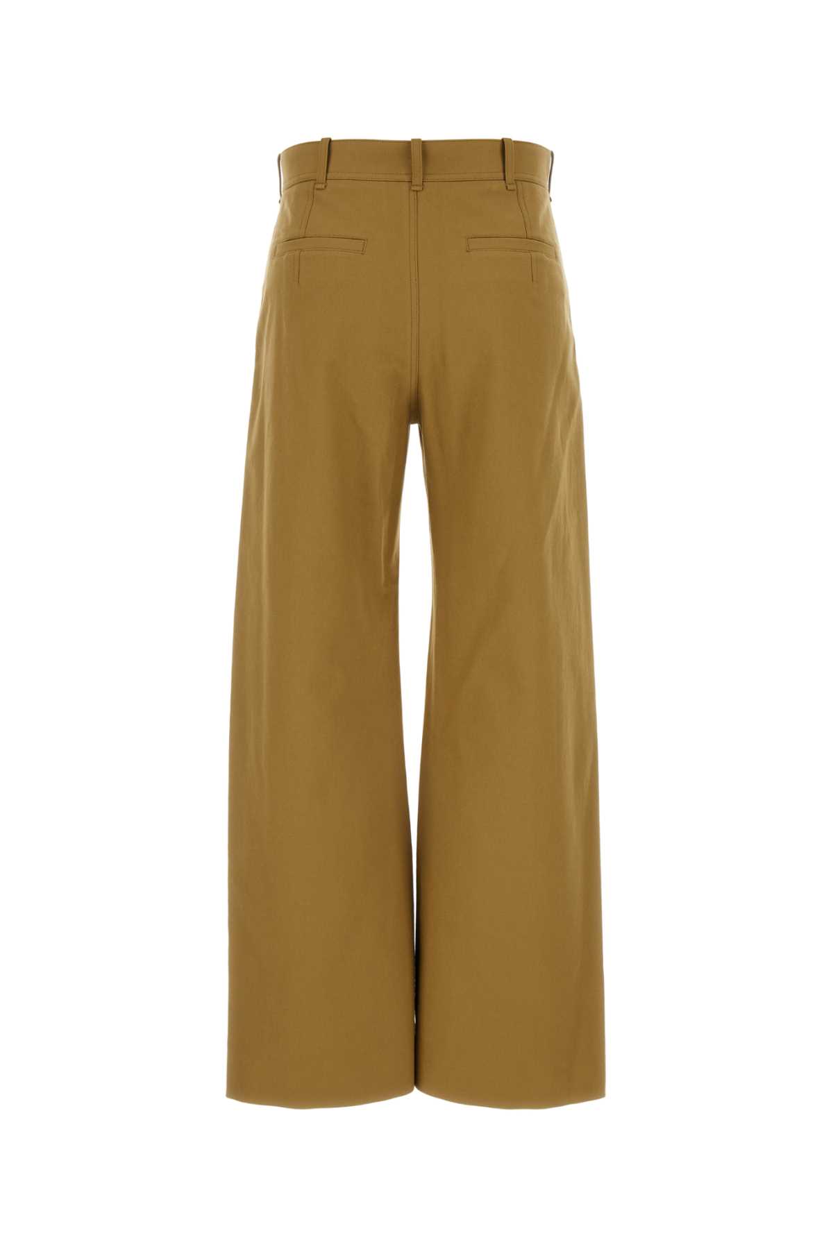 Shop Chloé Khaki Cotton Wide-leg Pant In Harvestgold