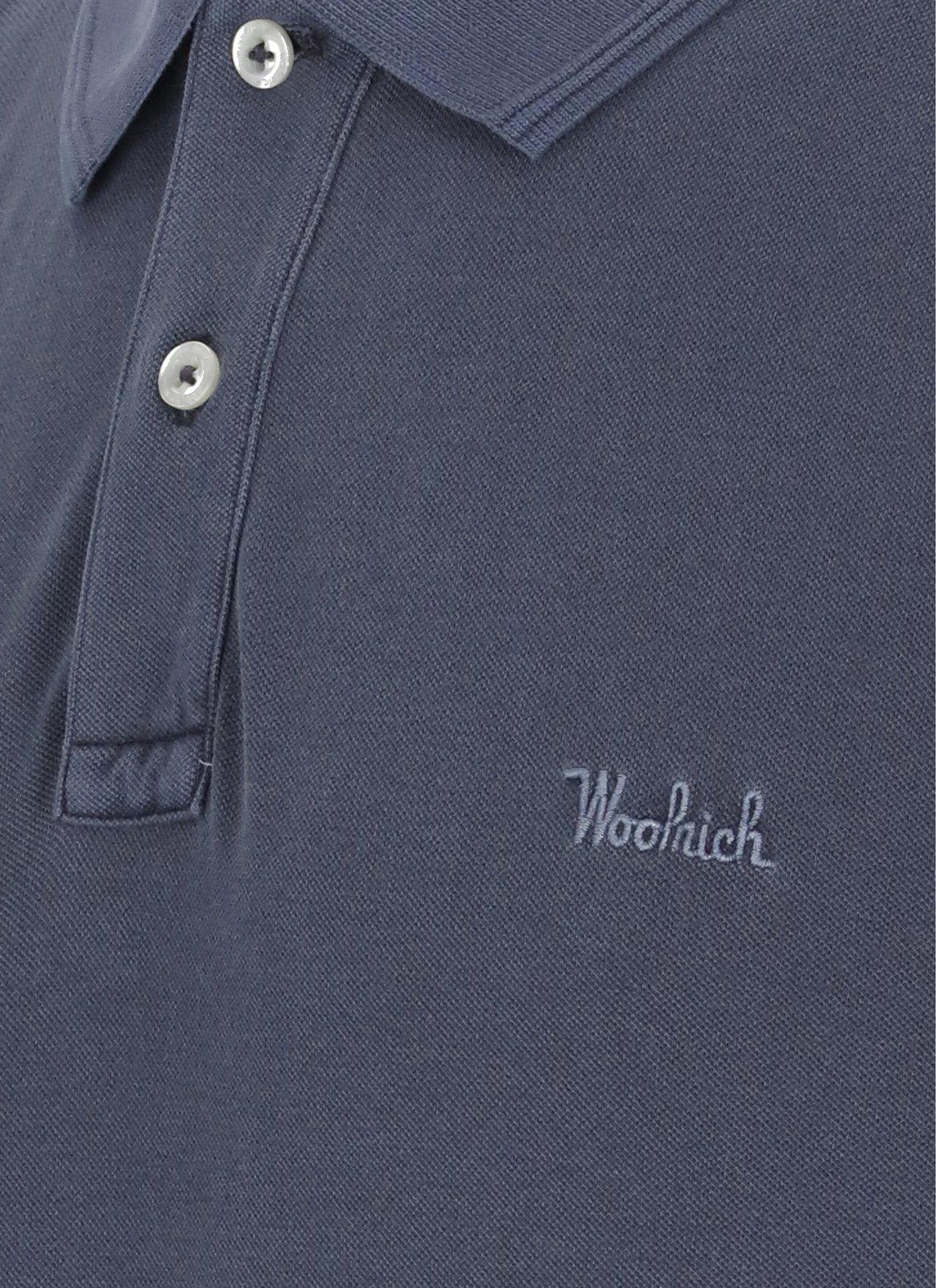 Shop Woolrich Logo Patch Short-sleeved Polo Shirt  In Blue