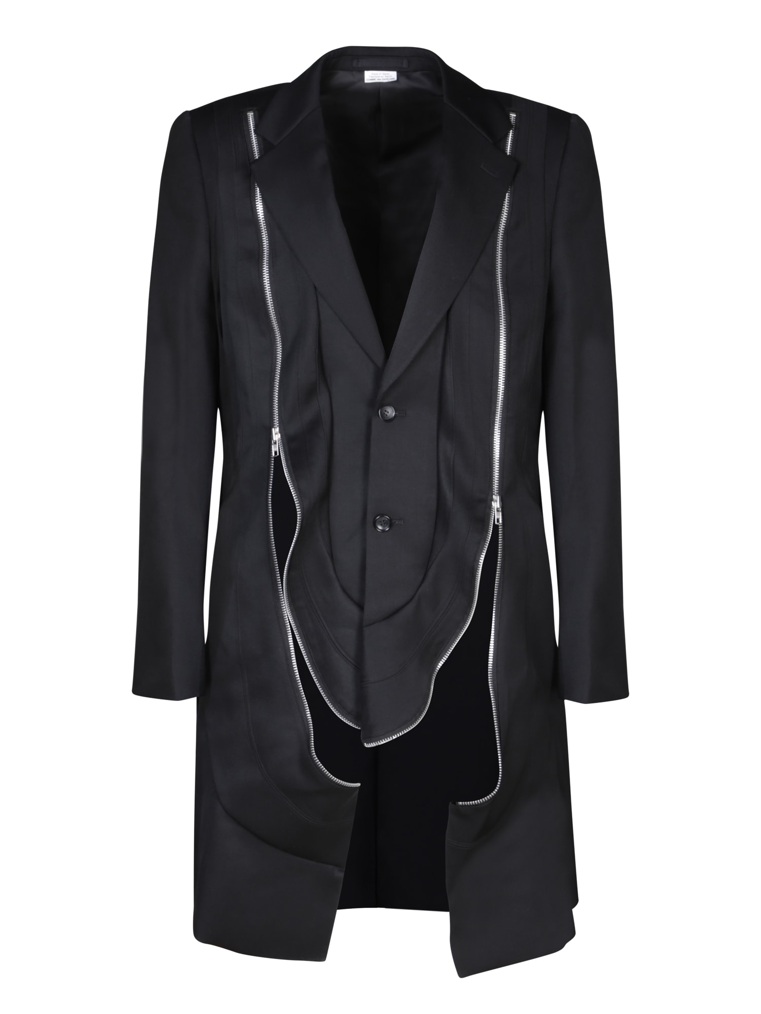 Shop Comme Des Garçons Homme Deux Zip Details Black Coat