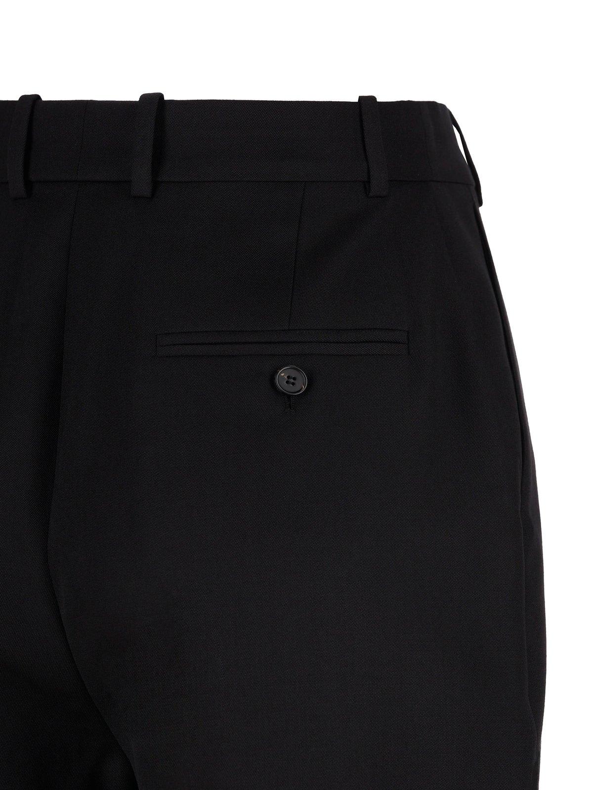 Alexander Mcqueen Womens Black Pressed-crease Buttoned-pocket Regular-fit Straight-leg Wool Trousers In Black
