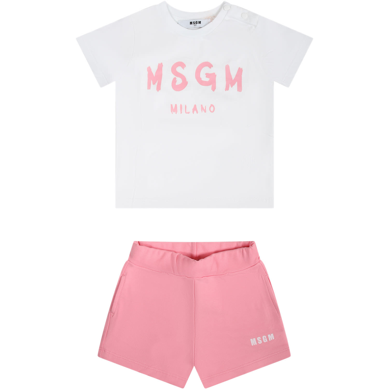 Msgm Pink Set For Baby Girl With Logo