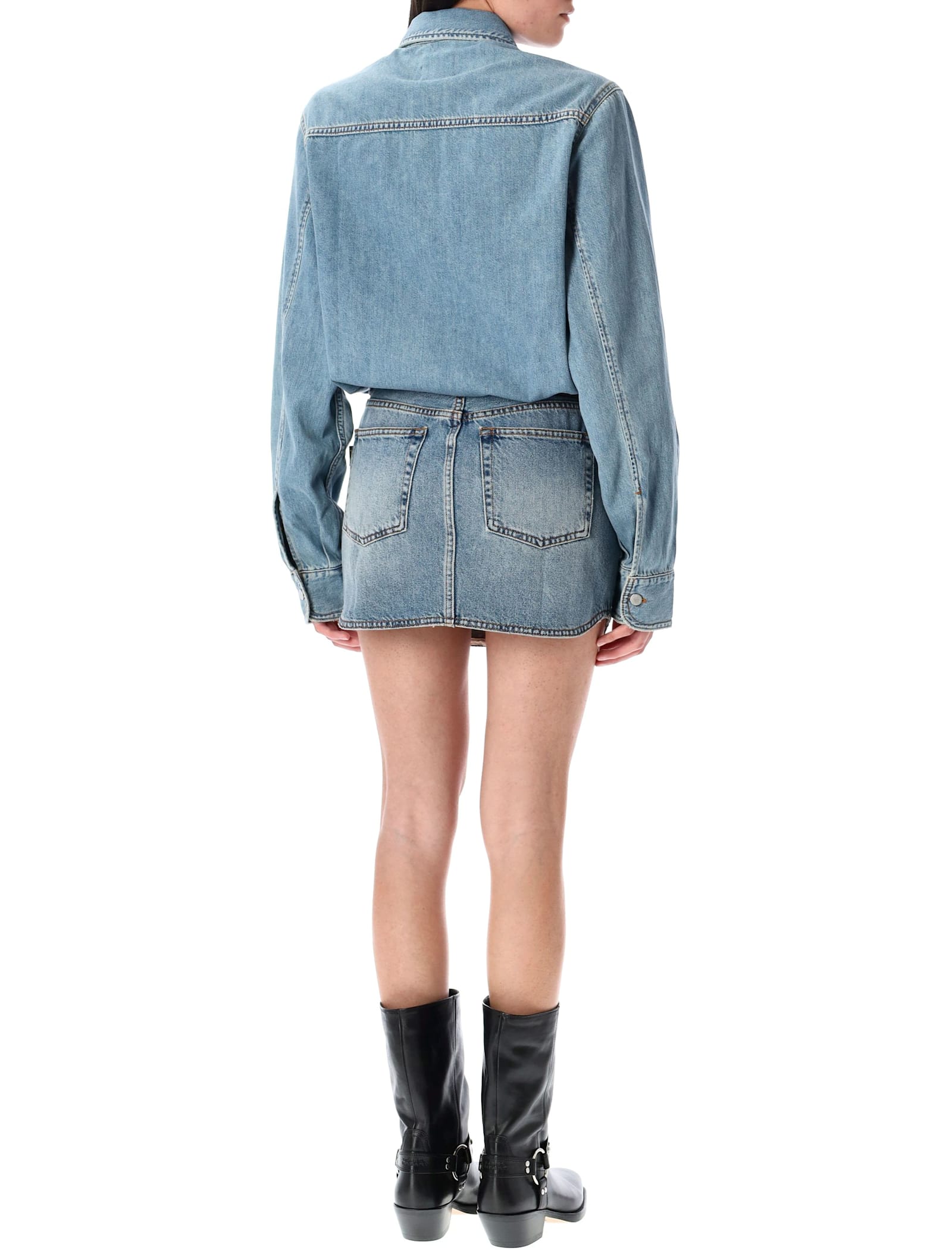 Haikure Tamu Denim Mini Dress In Blue
