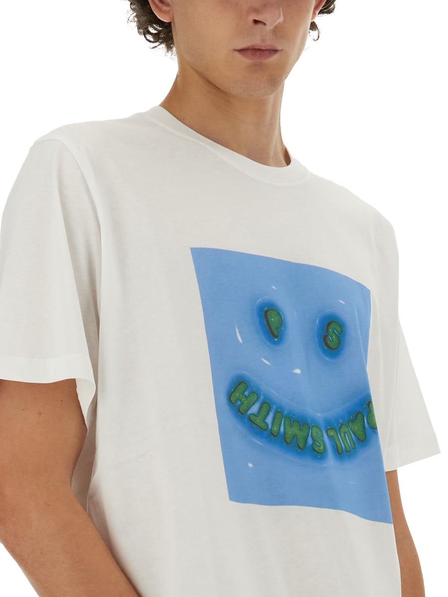 Ps By Paul Smith Happy T-shirt In White