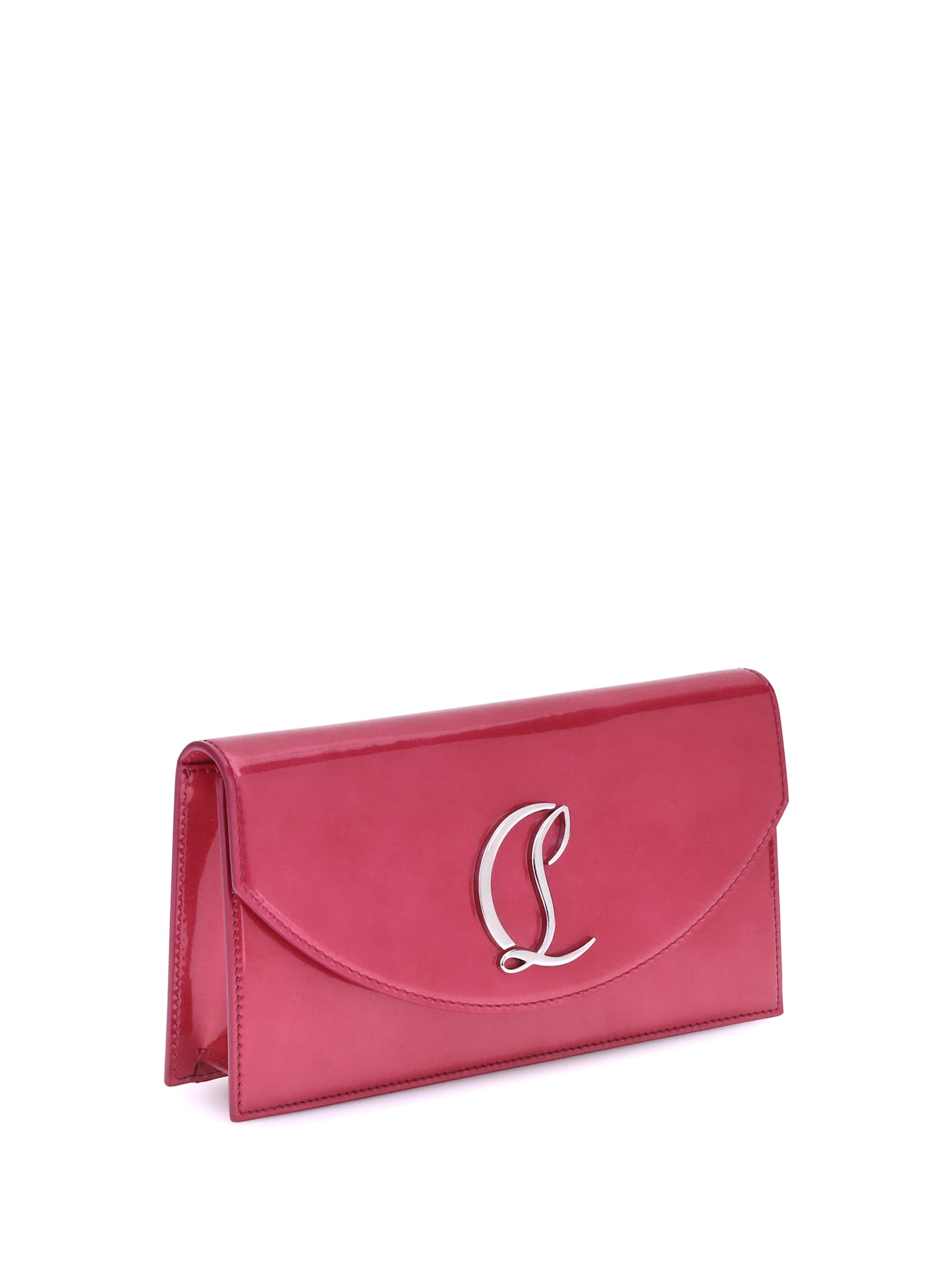 Christian Louboutin Loubi52 Clutch Bag In Patent Perle Leather In Red