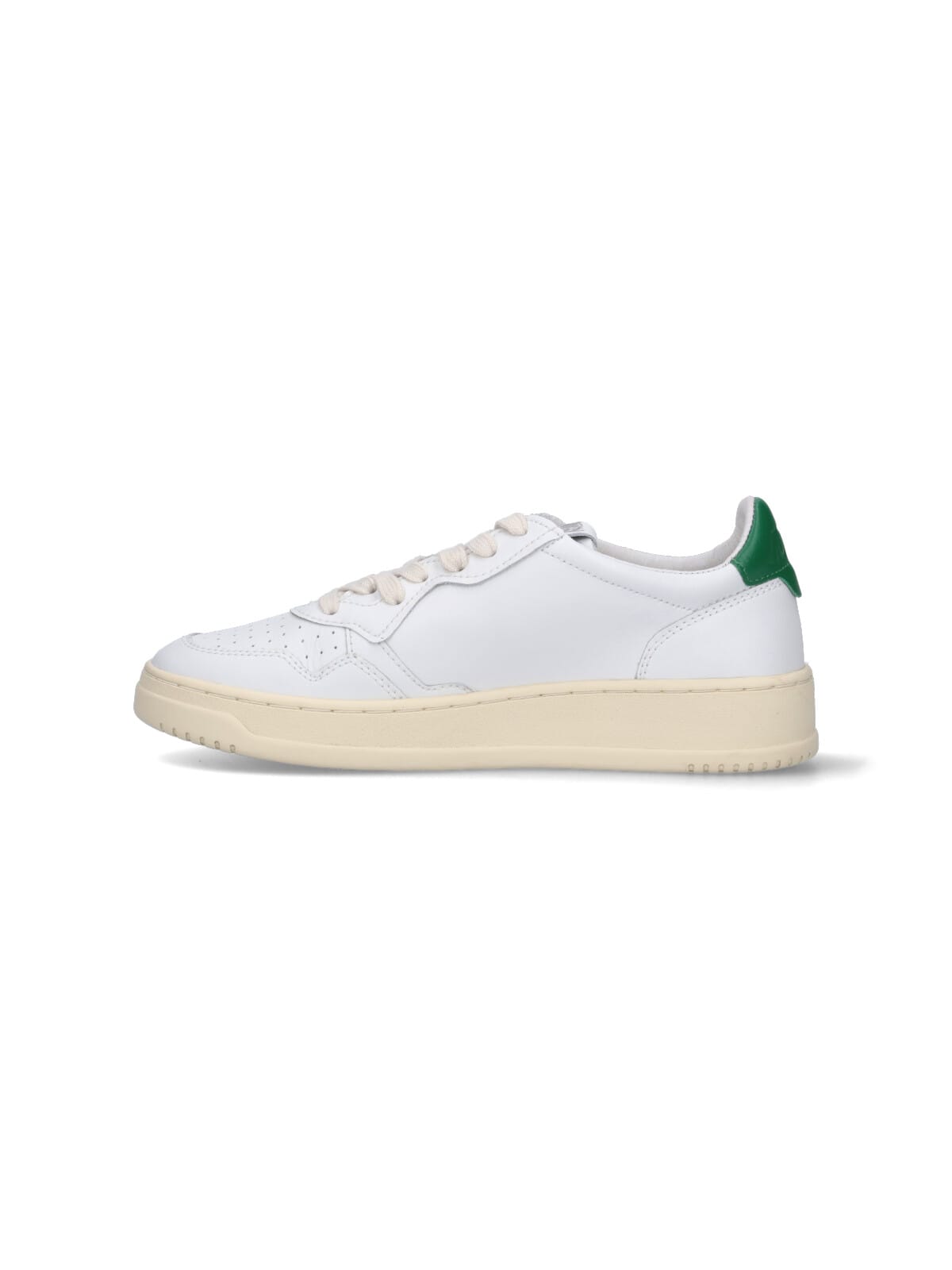Autry Low-top Leather Sneakers With Perforated Upper And Contrasting Sole In Green