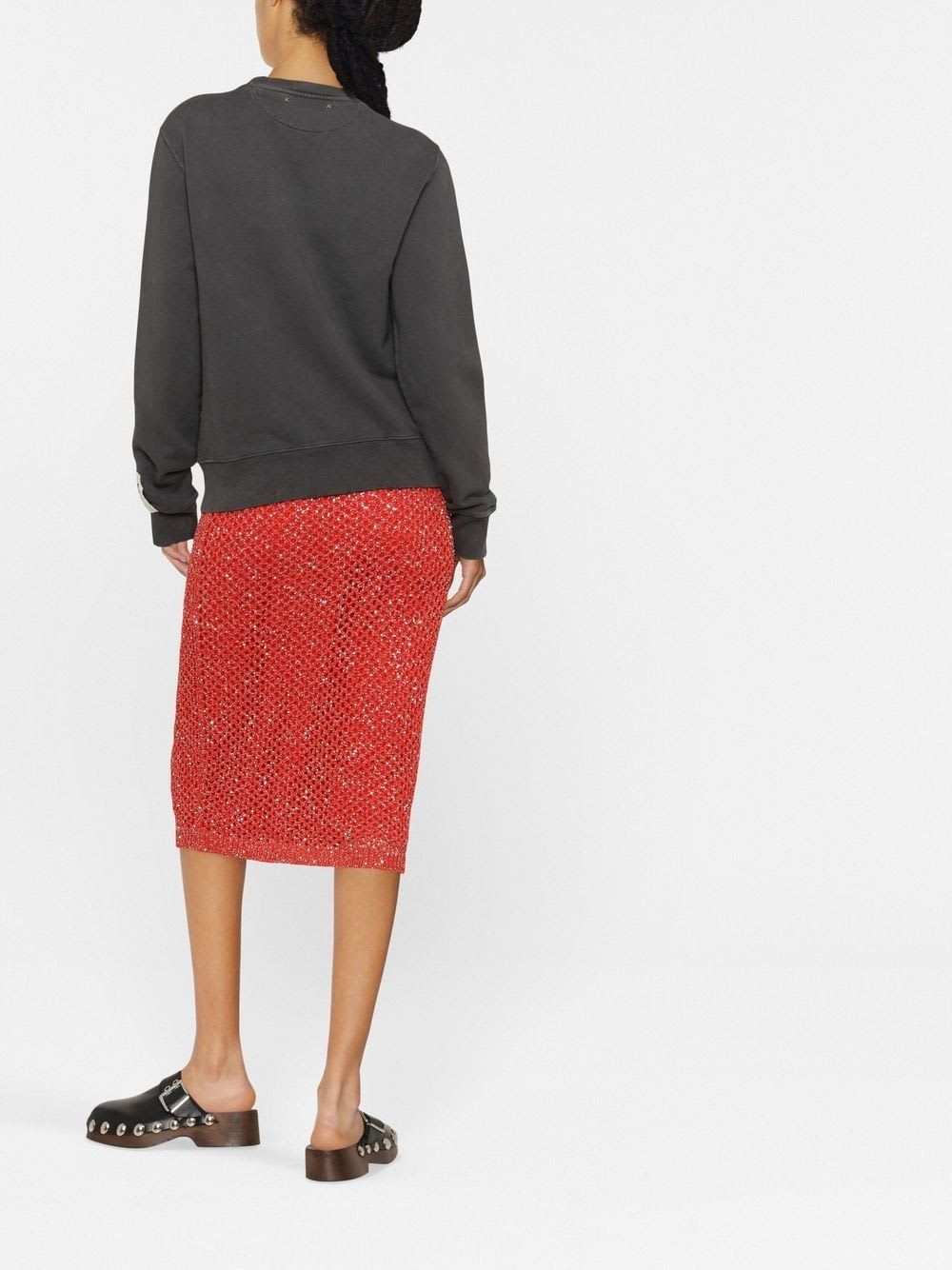 Golden Goose Cotton Sweatshirt With Applied Crystals In Antracite