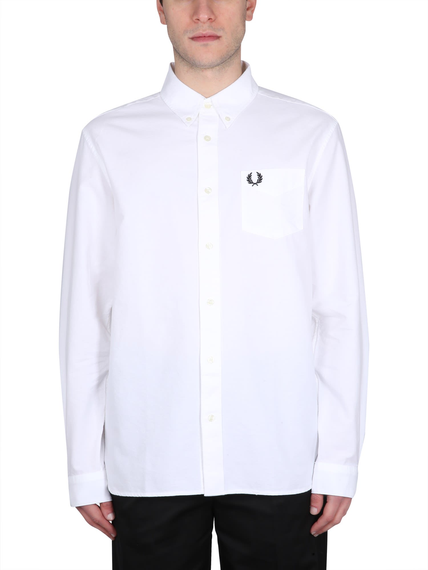 Shop Fred Perry Cotton Poplin Oxford Shirt In White