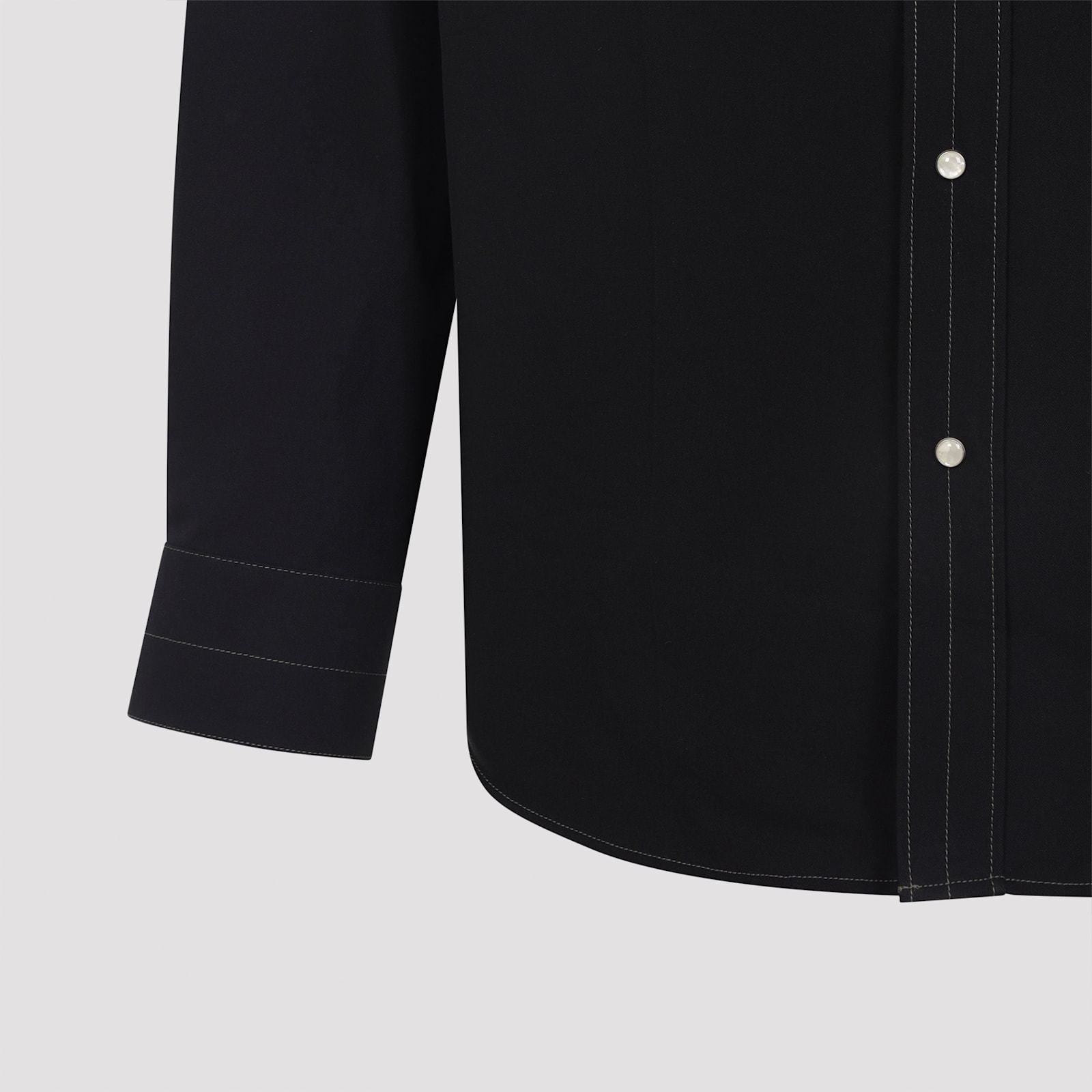 Lemaire Western Shirt With Pointed Collar And Pockets In Black