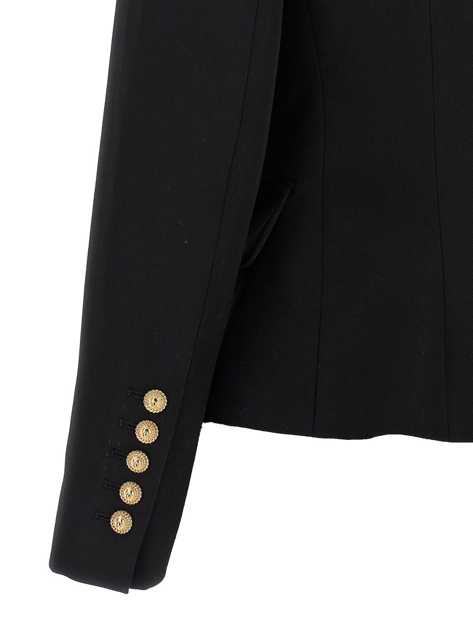 Balmain Wool Blazer With Iconic Metal Buttons In Black