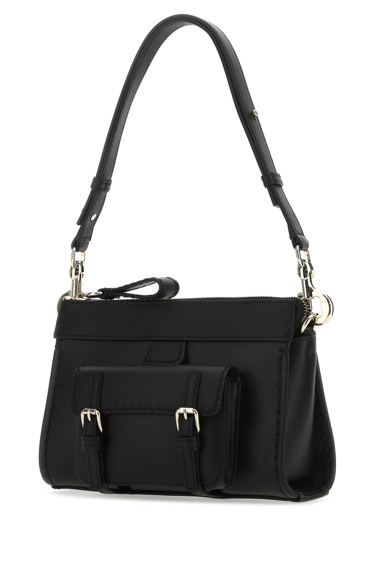 Shop Chloé Black Leather Mini Edith Shoulder Bag In 001
