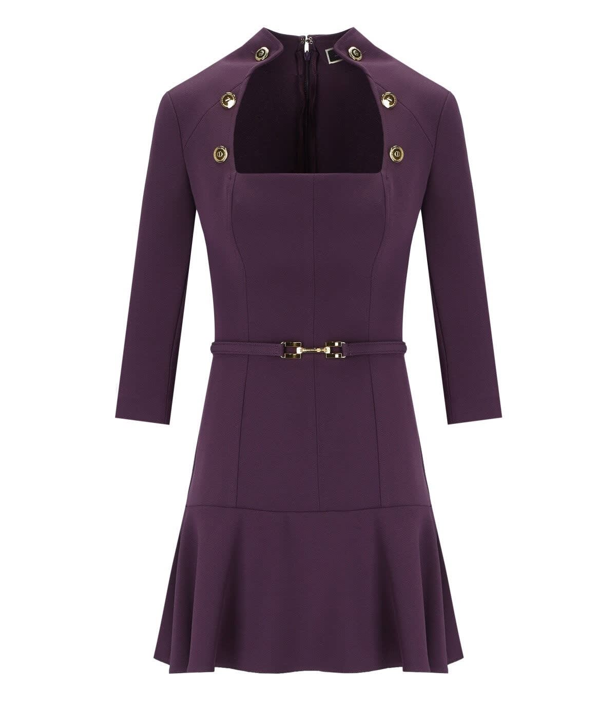 ELISABETTA FRANCHI ELISABETTA FRANCHI PURPLE DRESS WITH BUTTONS