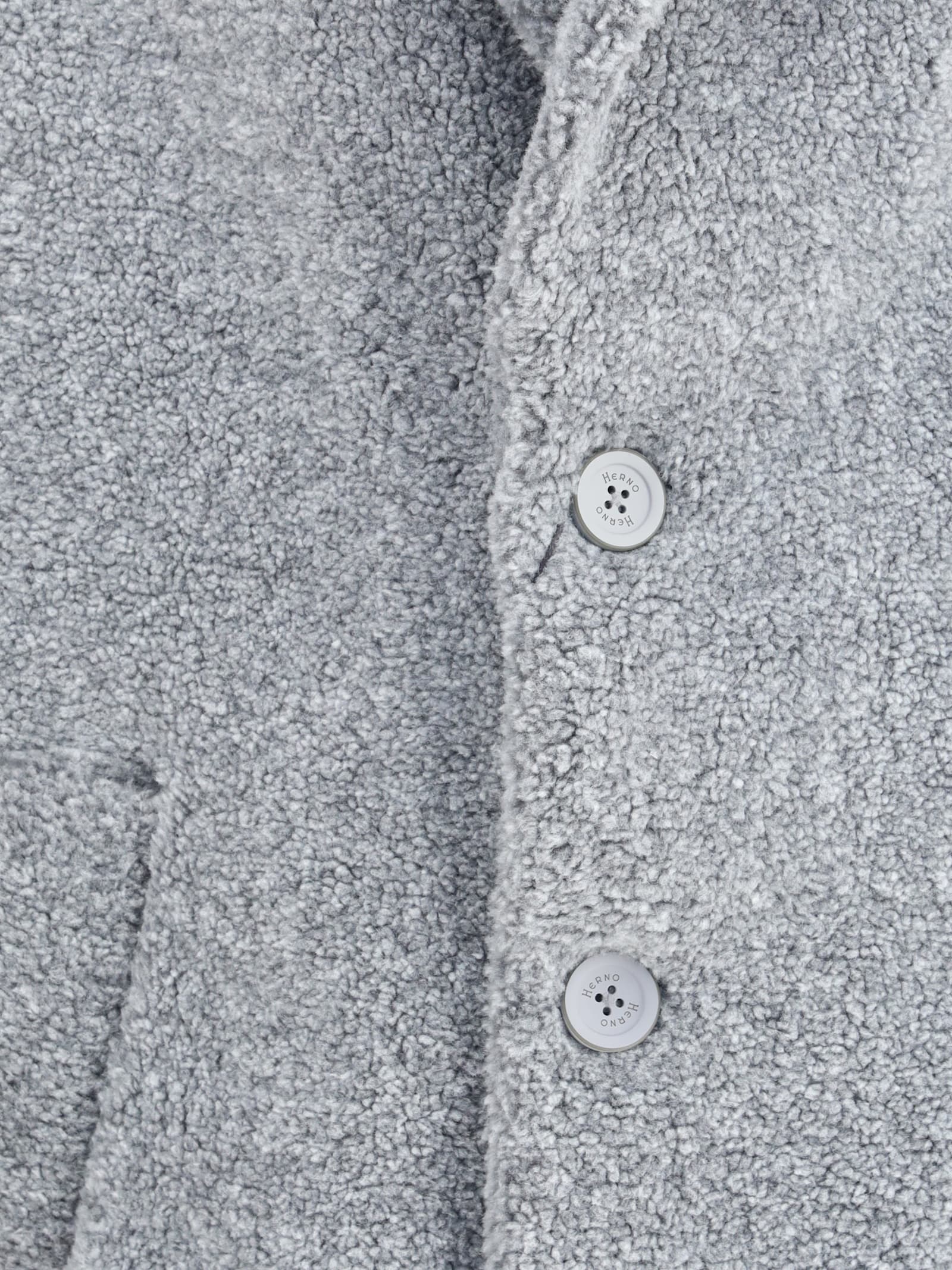 Herno Textured Mohair Wool Single Breasted Coat In Gray