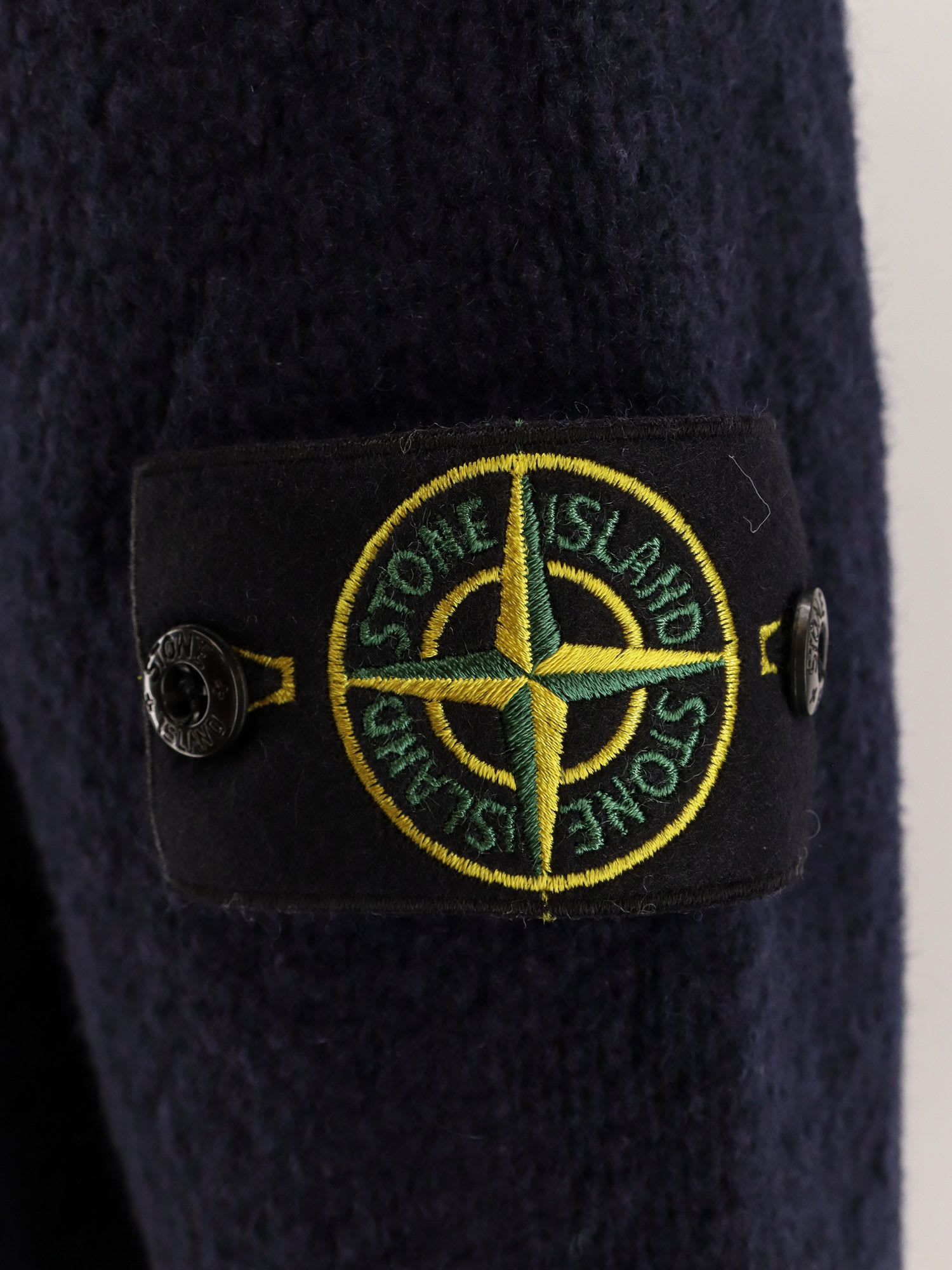 Stone Island Crew-neck Wool Blend Sweater With Logo Patch In Blue