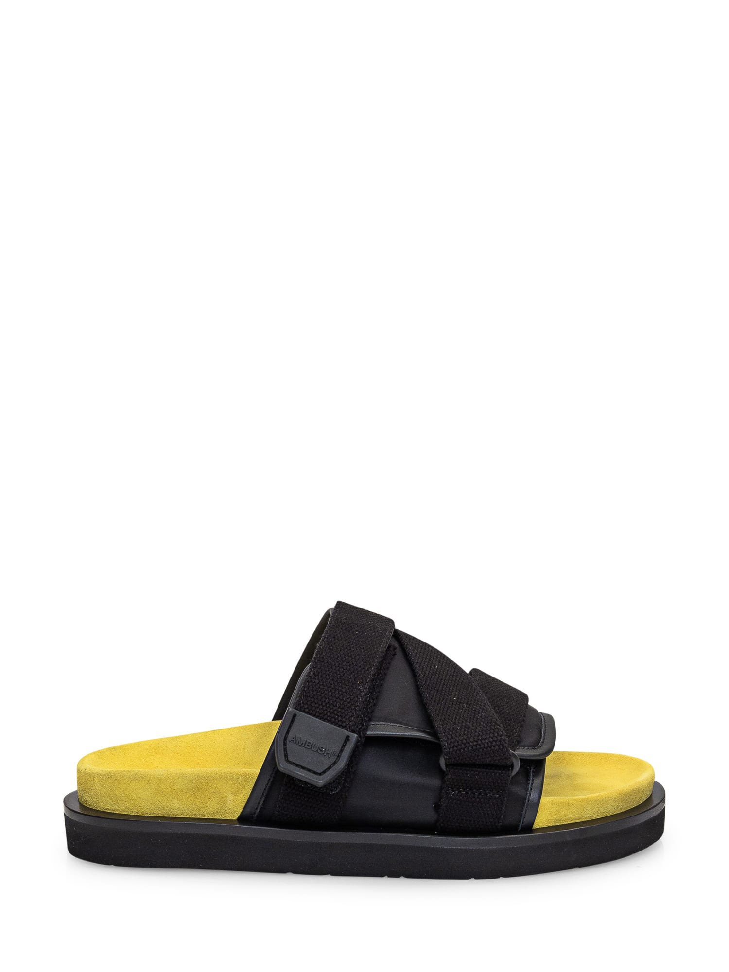 Black Fabric And Nylon Slippers