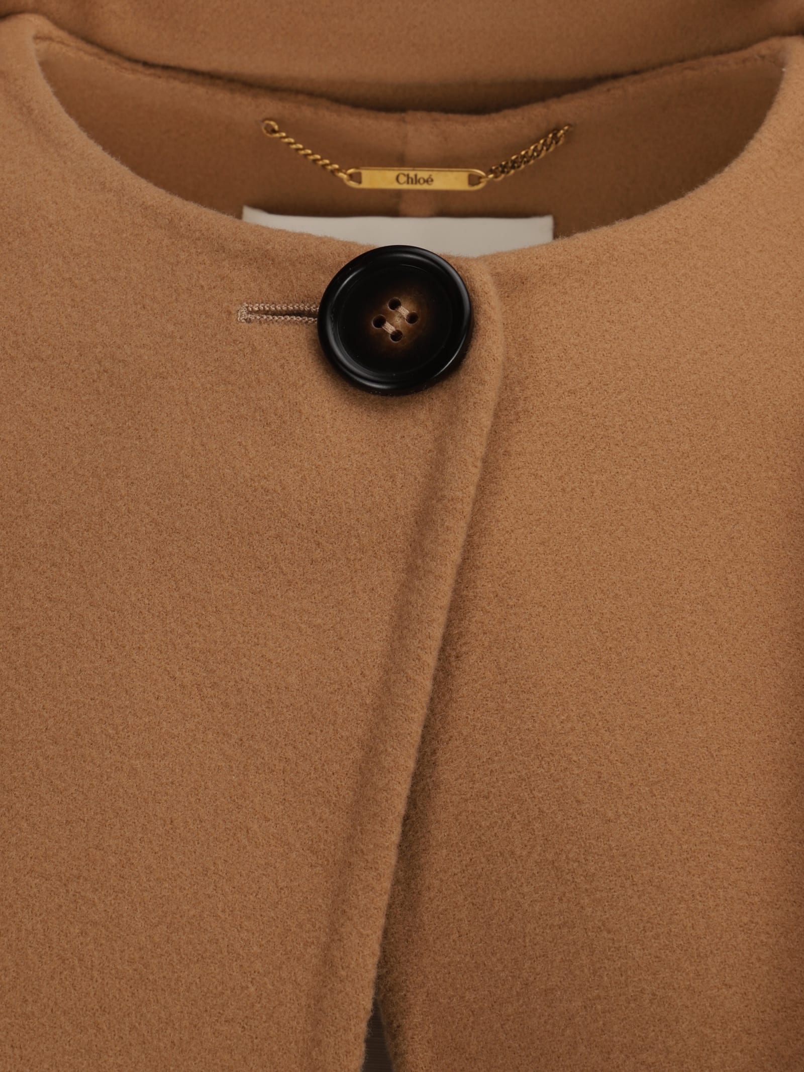 Shop Chloé Coat In Leather Brown