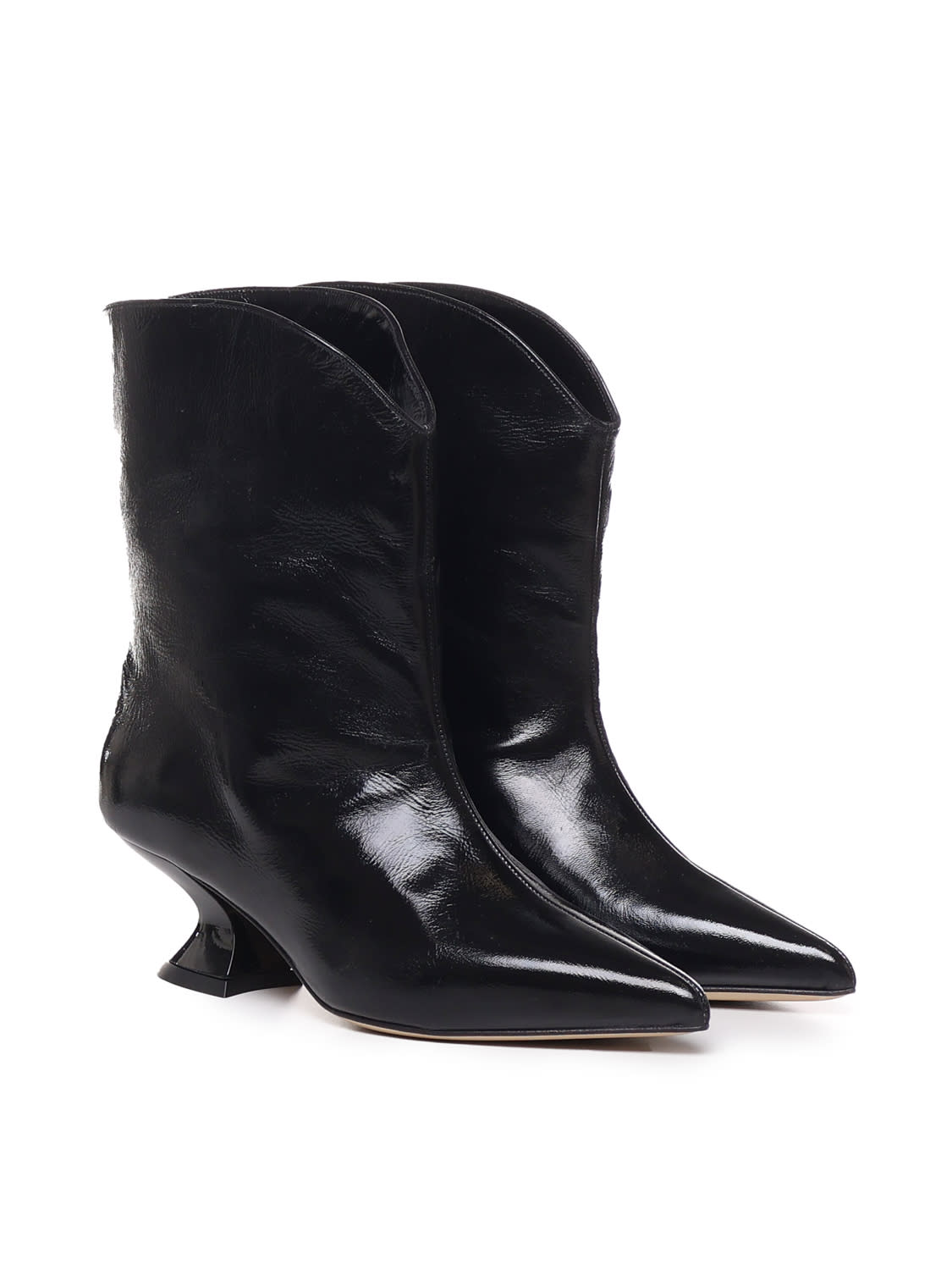 Shop Alchimia Leather Ankle Boot With Low Heel In Black