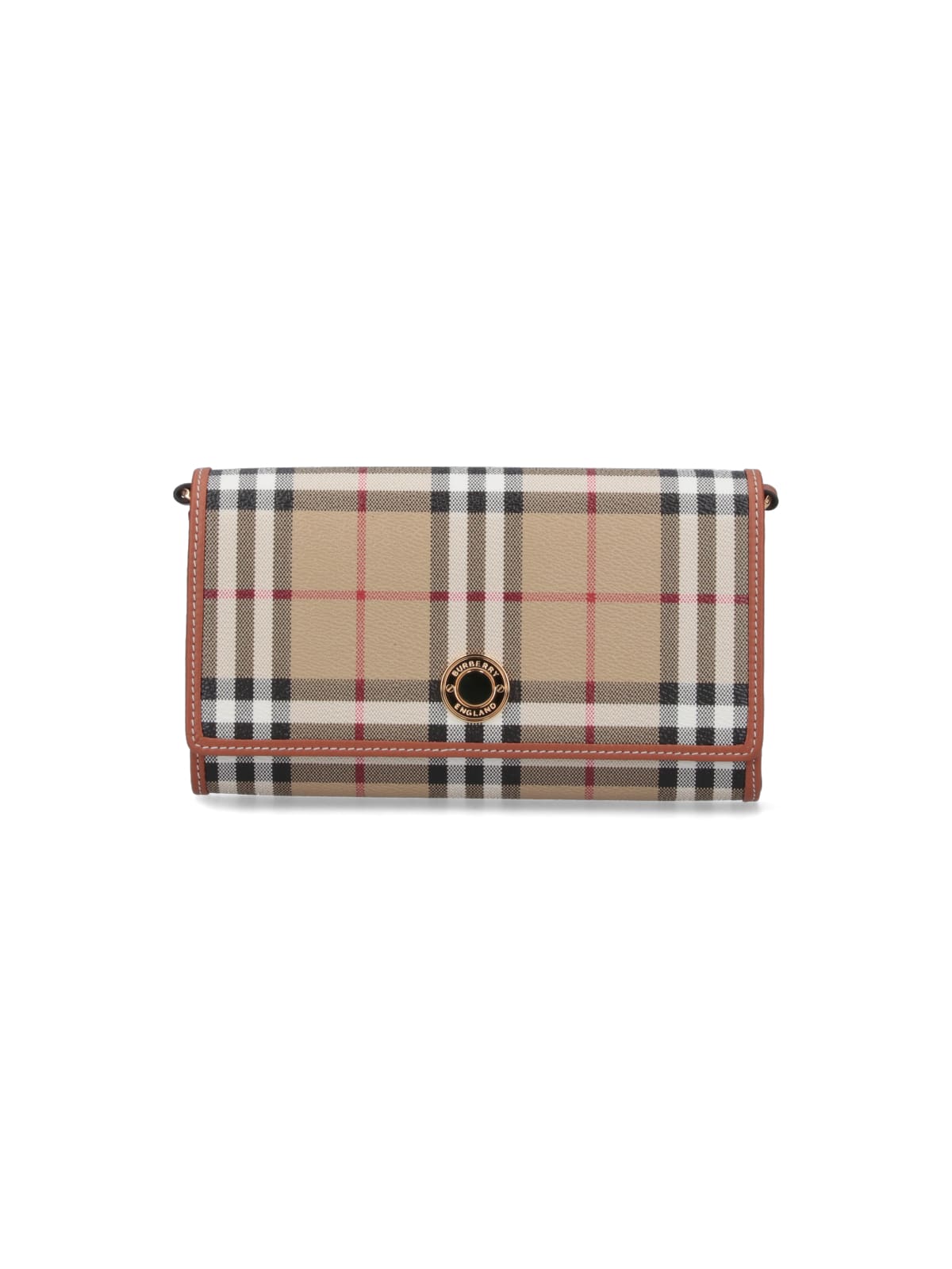 Burberry Hannah Check Canvas Wallet On Chain Bag In Beige