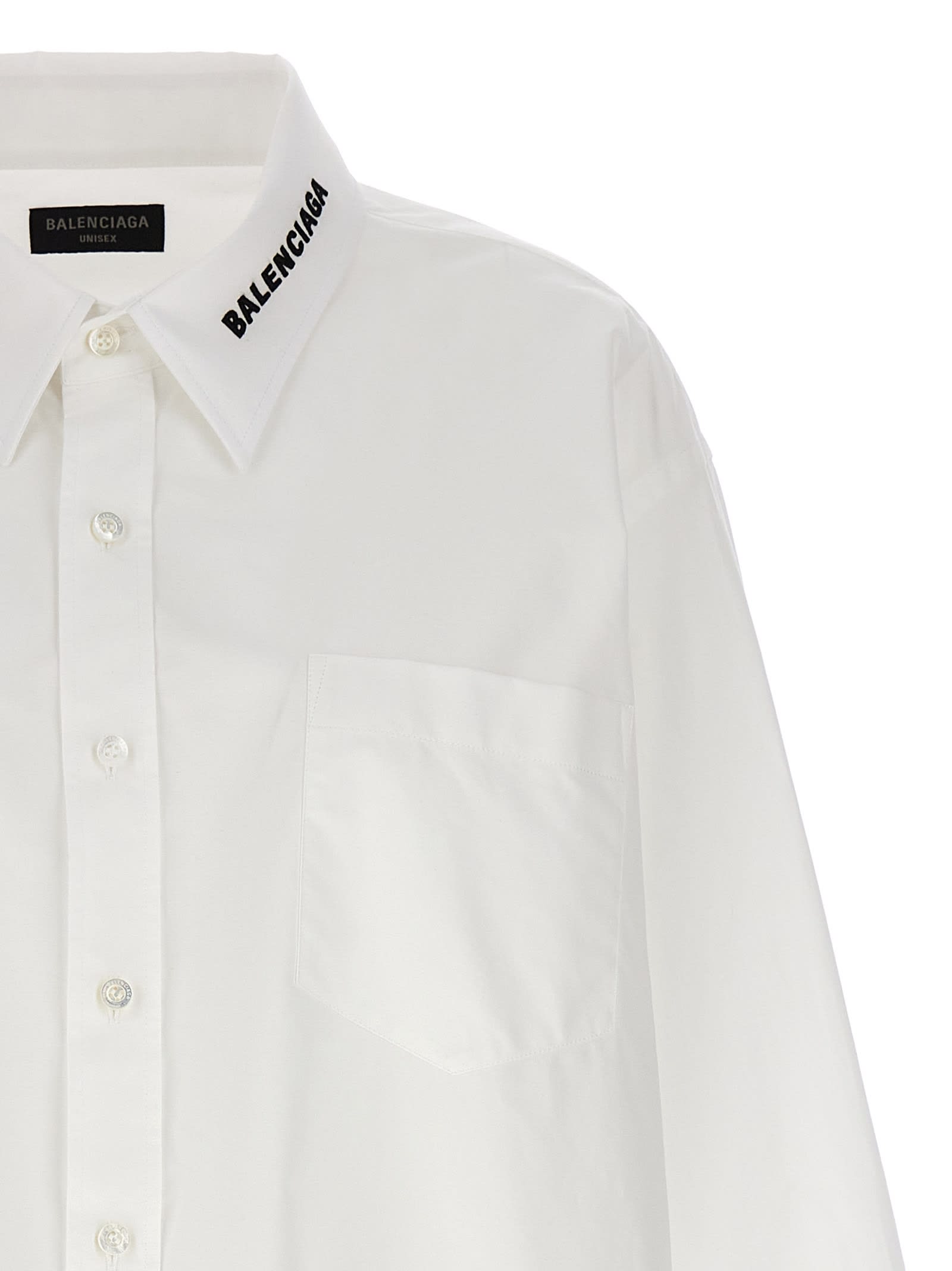 Shop Balenciaga Dropped Neckline Shirt In White