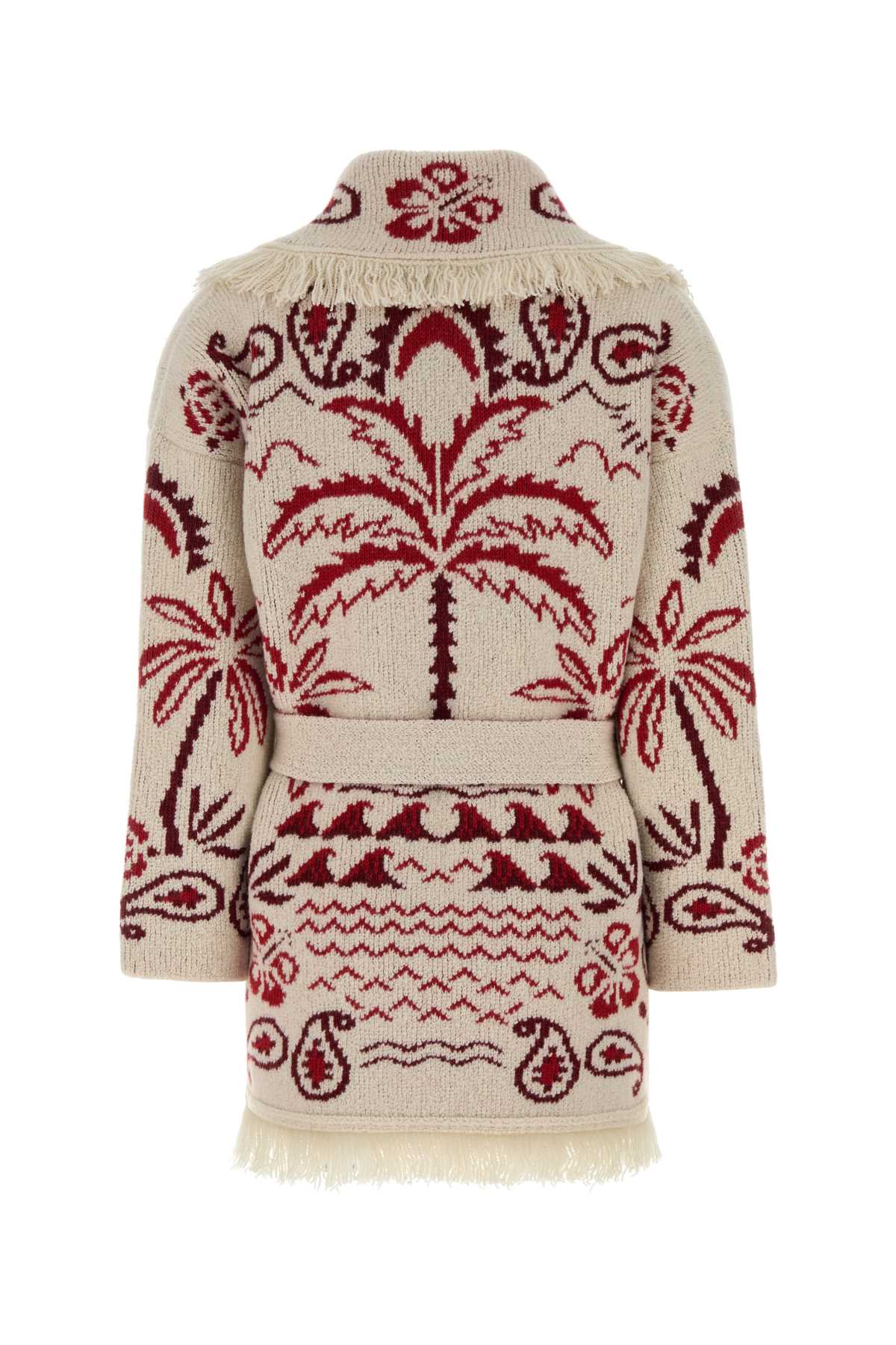 Alanui Embroidered Wool Blend Glimpse Of Eden Cardigan In Neutral