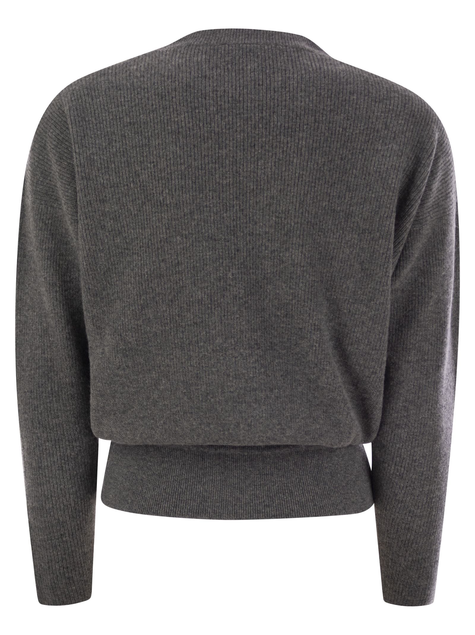 Shop Fabiana Filippi Cropped Crew-neck Sweater In Grey