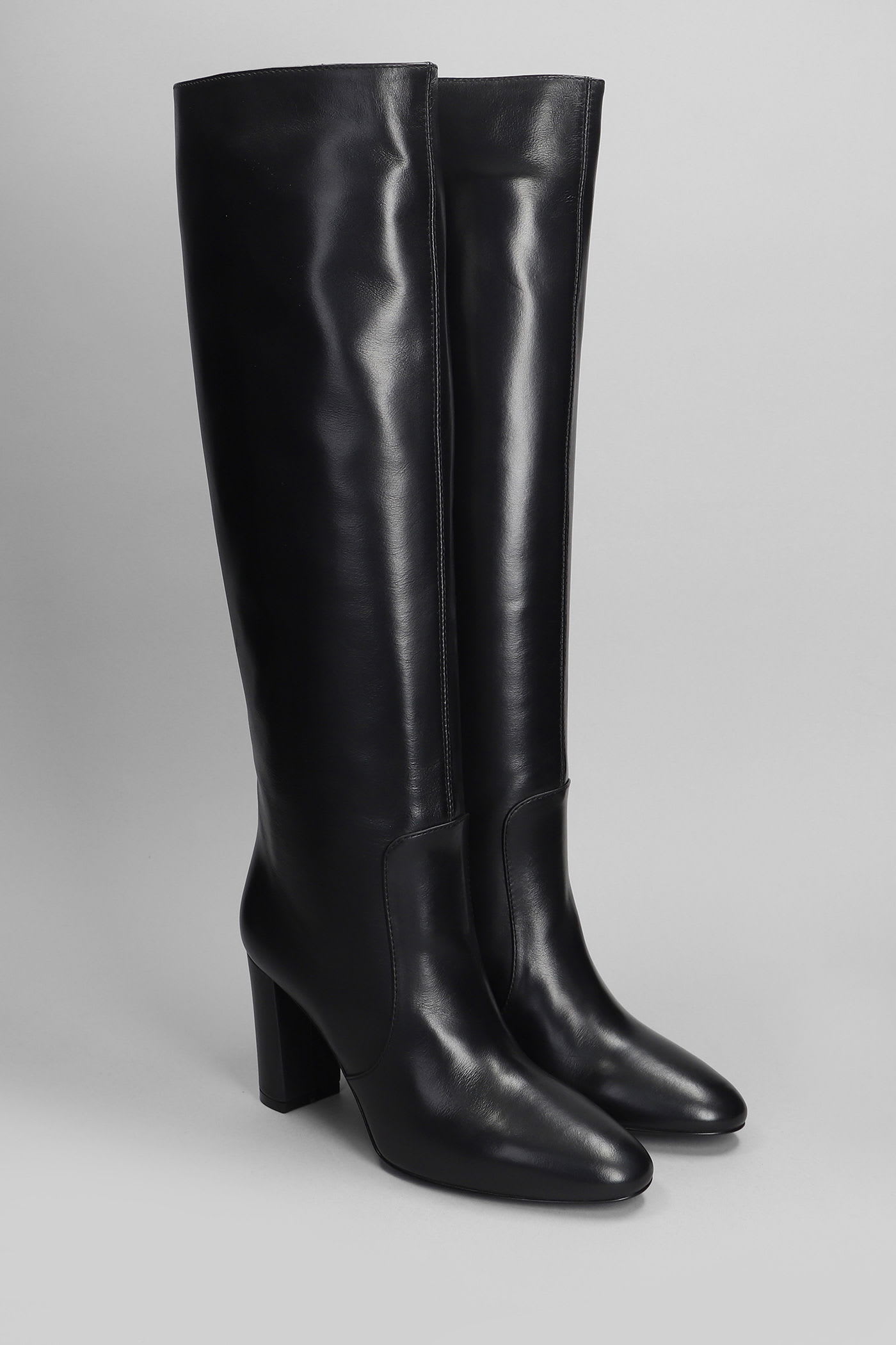 Via Roma 15 80mm Metal-logo Block-heel Boots In Black