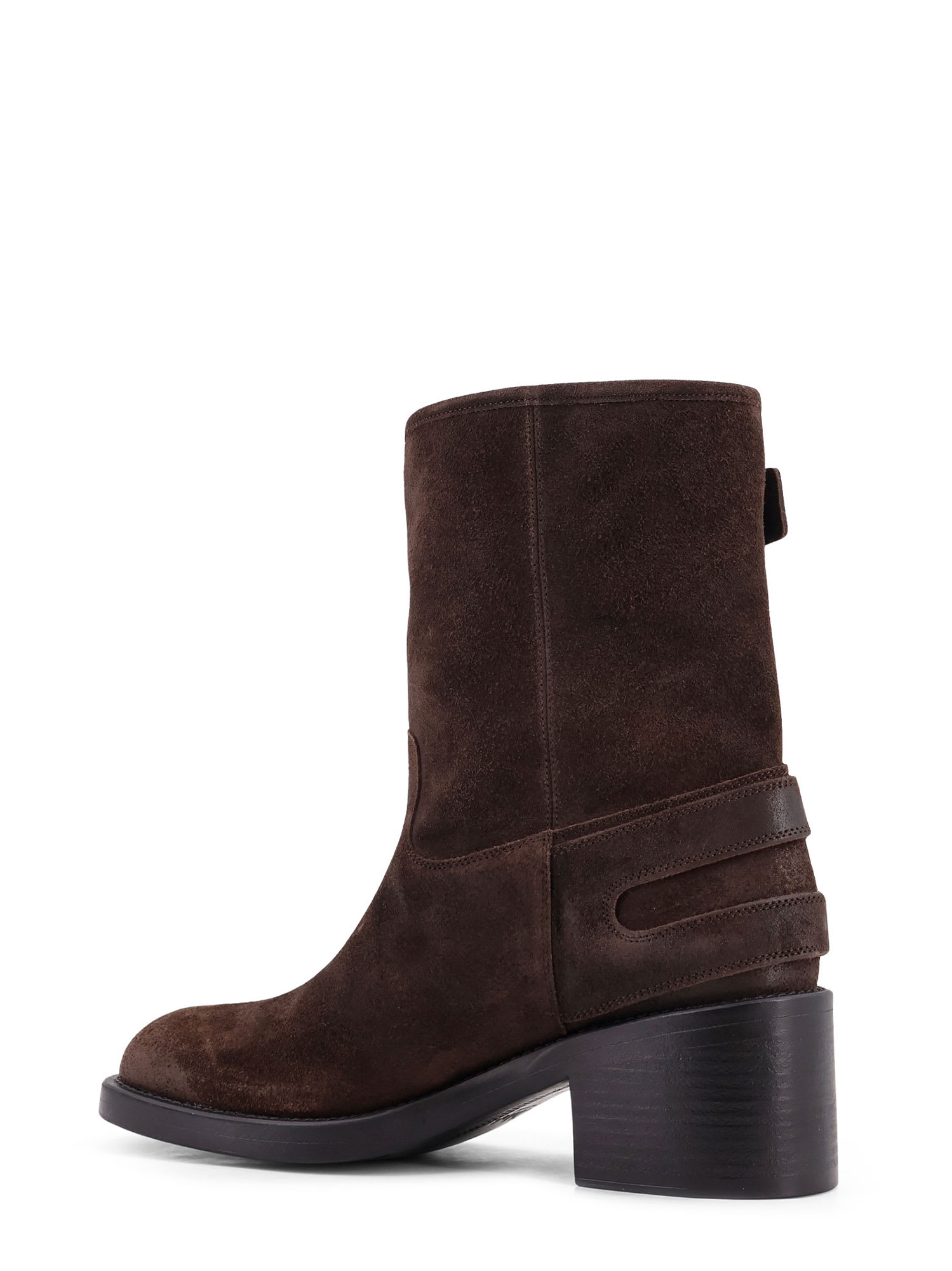 Chloé Stylish Block Heel Suede Ankle Boots In Brown
