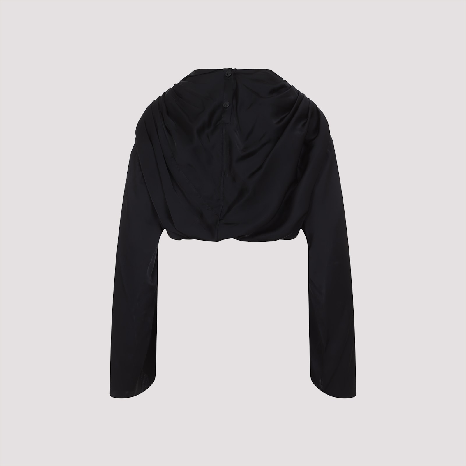 Rick Owens Draped Tech Fabric Top With Button Detail In Black