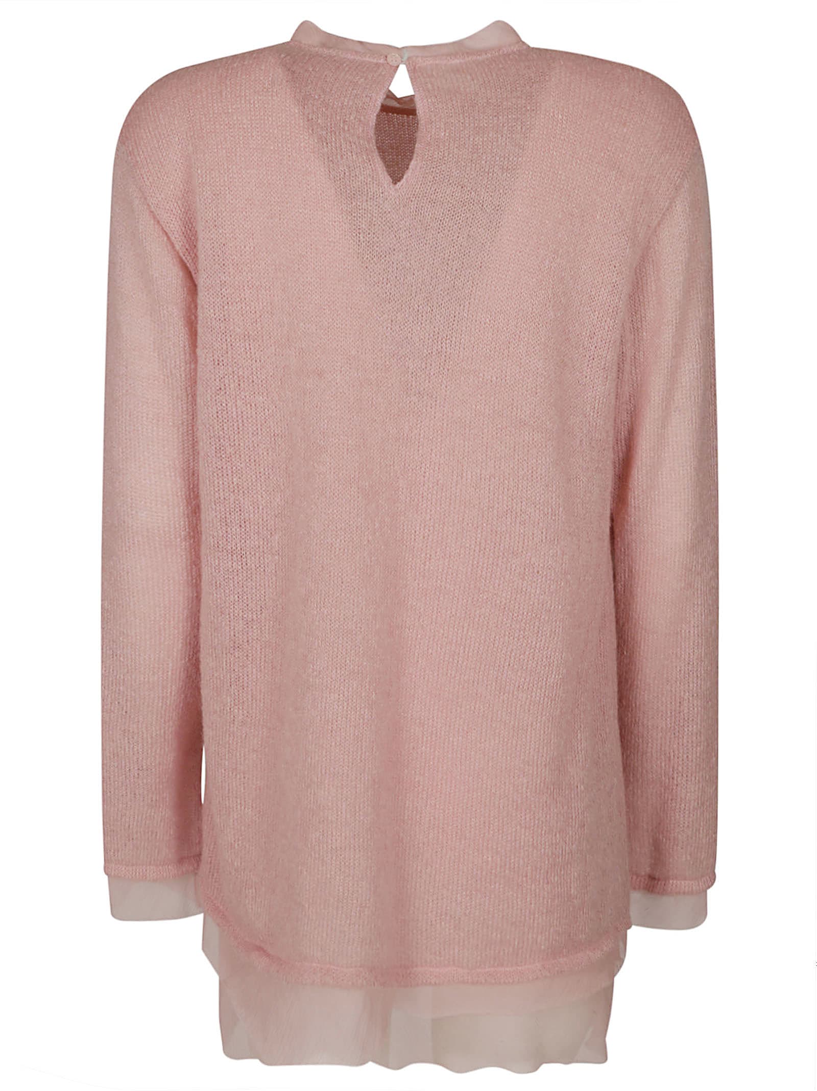 Shop Ermanno Scervino Floral Applique Knit Sweater In Rosa