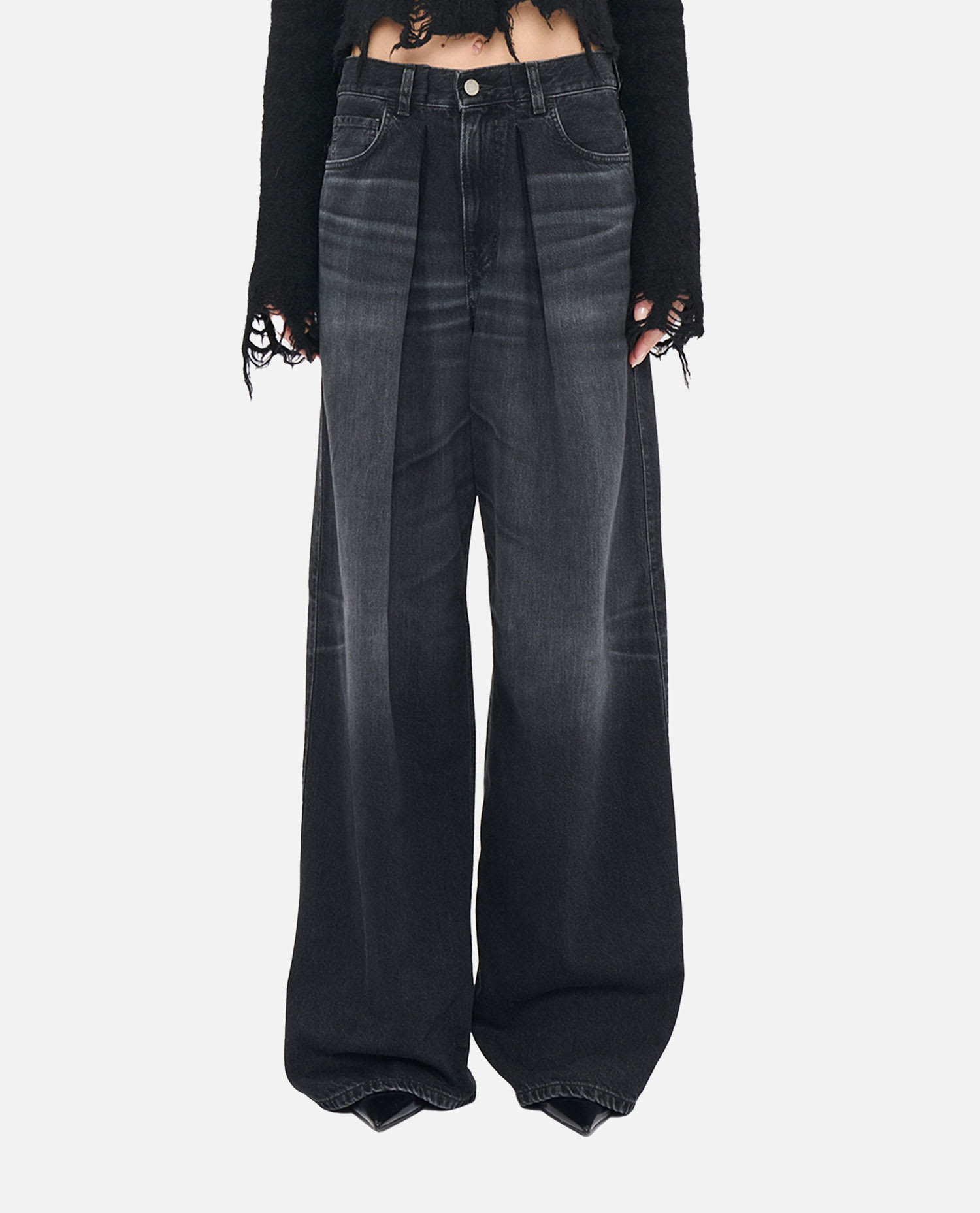 Haikure Black Jeans With Belt Loops And Logo Patch On The Rear In Black