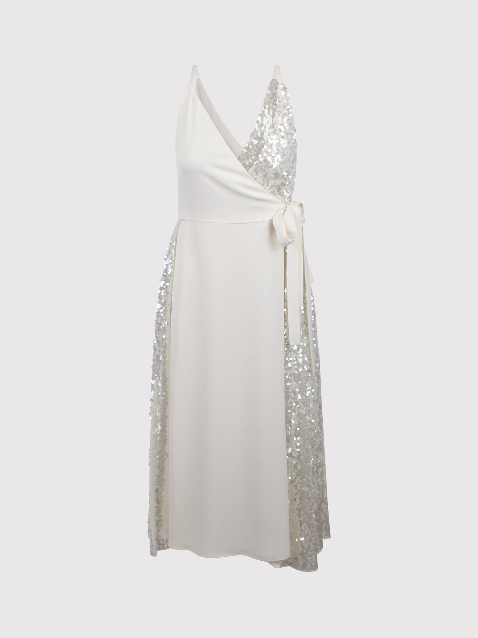 Crepe And Sequin Longuette Dress