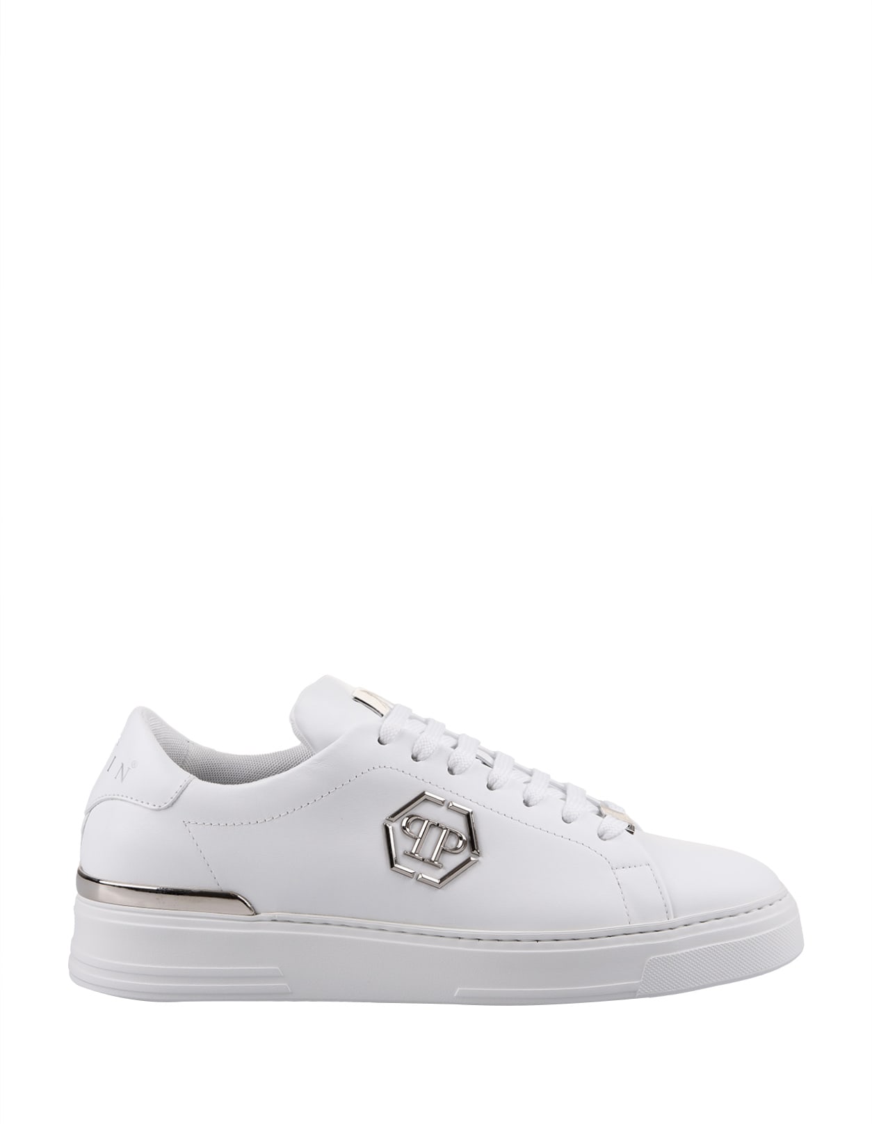 Shop Philipp Plein White Hexagon Low-top Sneakers