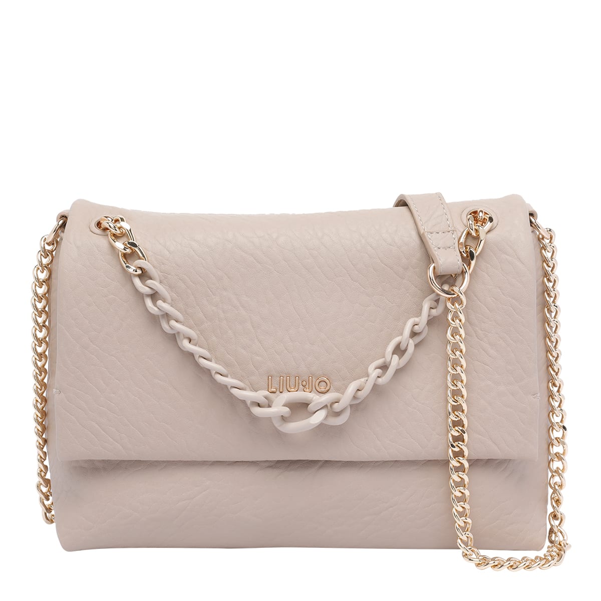 Liu •jo Versatile Backpack Featuring Chain Detail In Nude