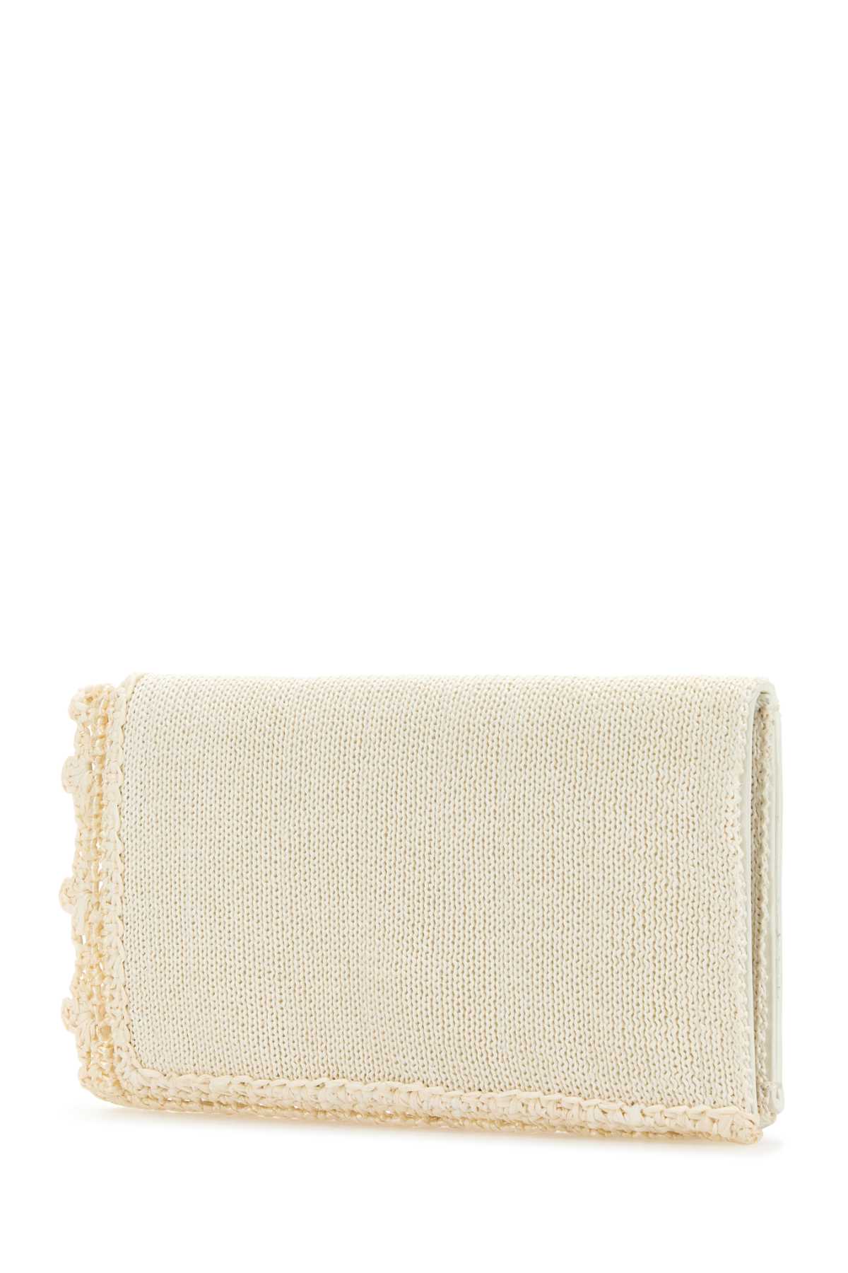 Jw Anderson Crochet Detail Rectangular Shape Clutch Bag In Offwhite