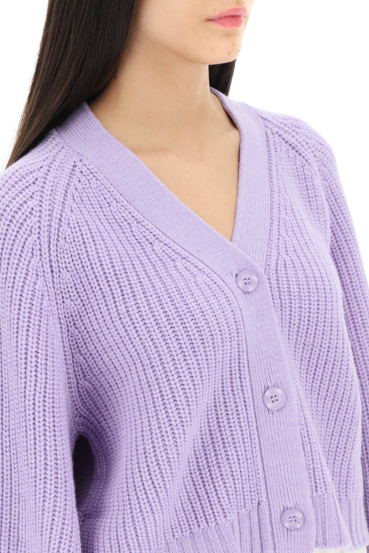 Shop Staud V-neck Mirabel Cardigan In Iris (purple)