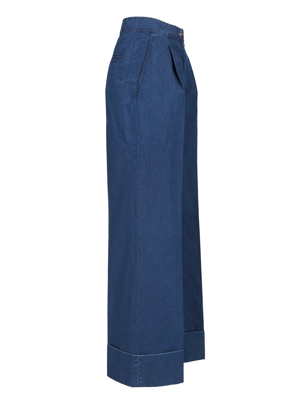 Valentino Jeans Wide Fit Con Ampio Risvolto In Medium Blue Denim