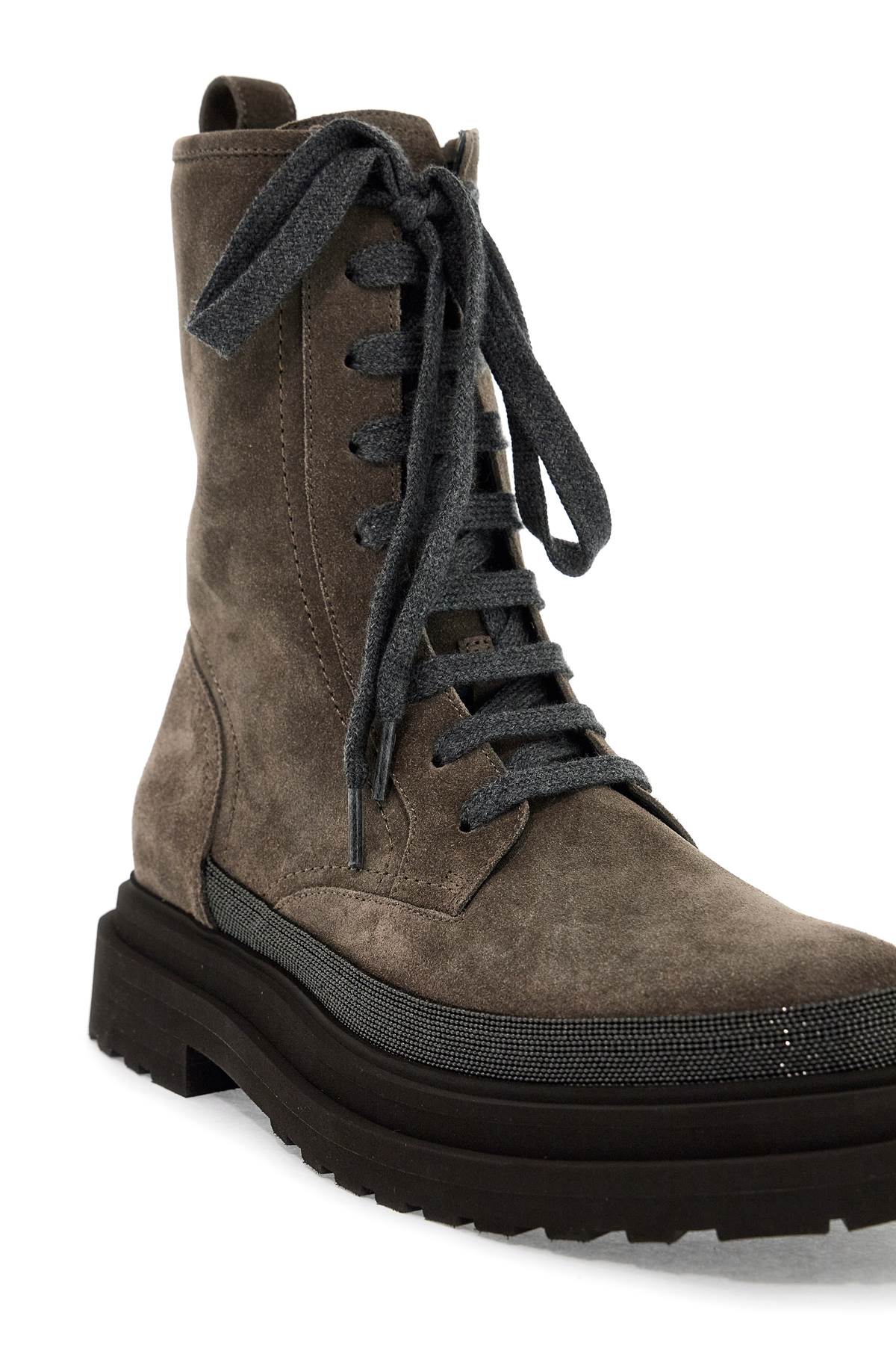 Shop Brunello Cucinelli Suede Boots With Decorative Buckle In Ossido