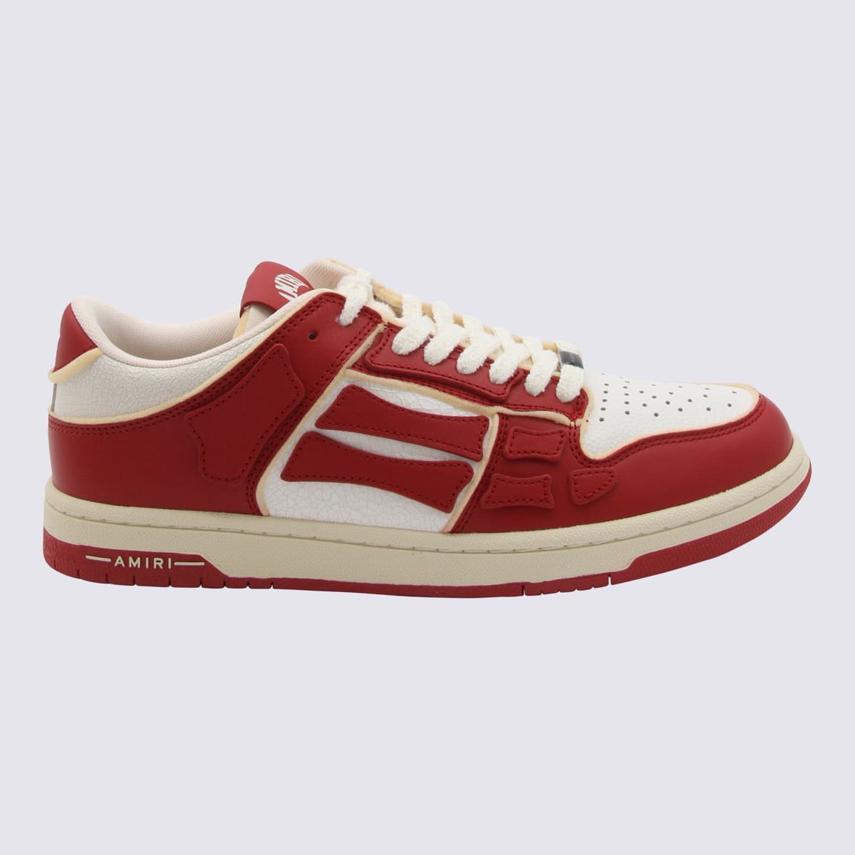 Shop Amiri Red And White Leather Sneakers