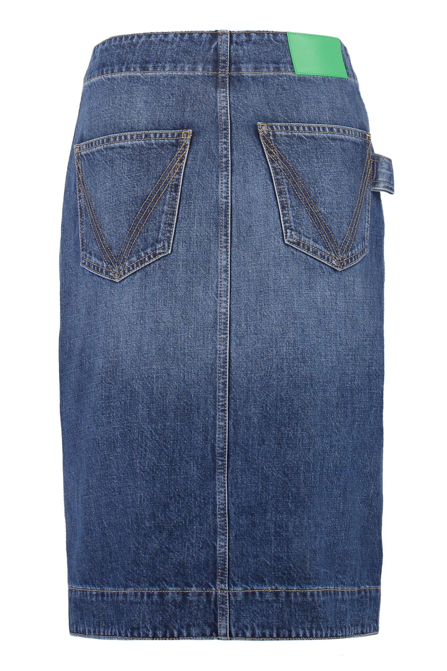 Bottega Veneta Knee-length Buttoned Denim Skirt In Blue