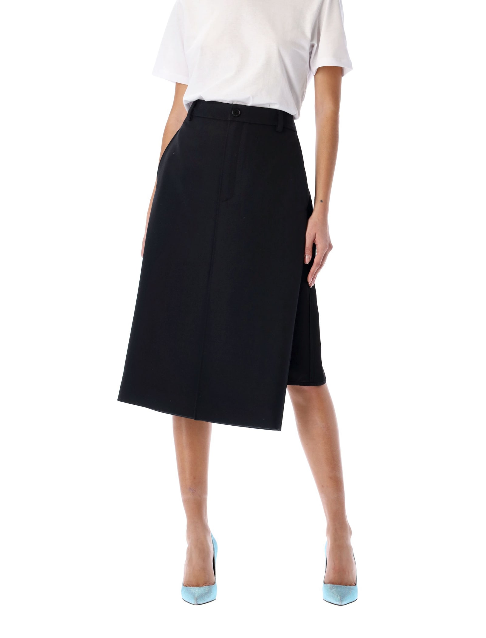 Balenciaga Wool And Satin Pencil Skirt