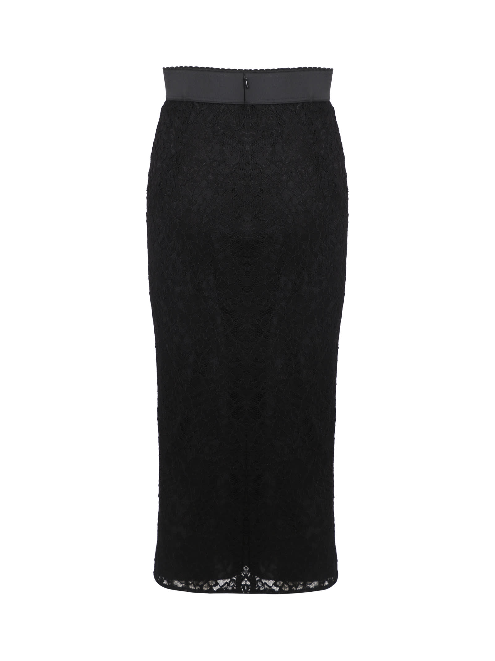 Dolce & Gabbana X Kim Kardashian Lace Midi Skirt In Black