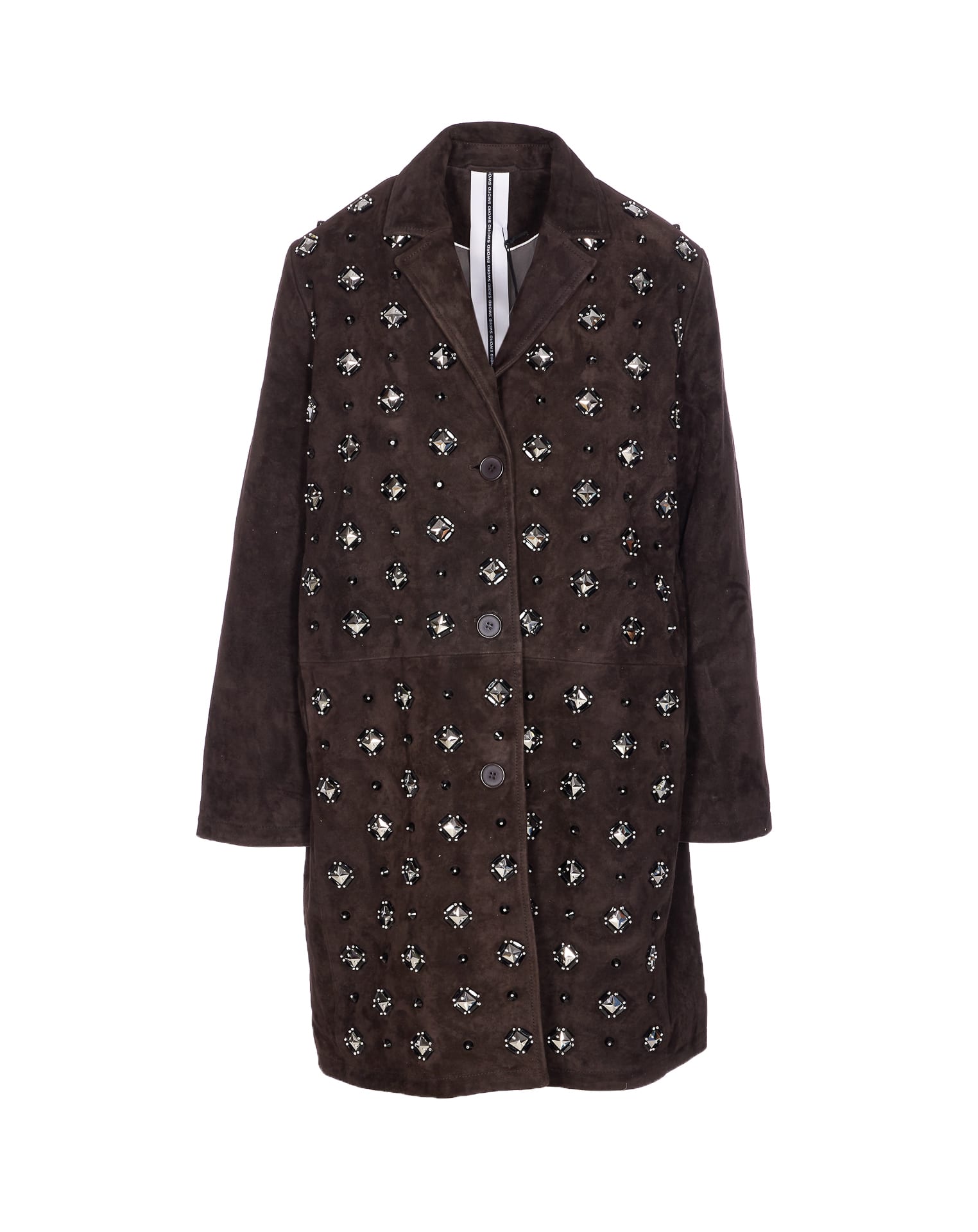Sword 6.6.44 Goat Suede Leather Blazer With Stone Details In Brown