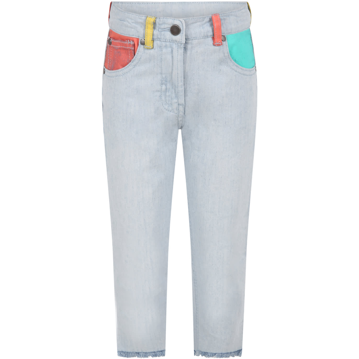 Stella McCartney Kids Light-blue Jeans For Kids With Colorful Ddetails And Logo