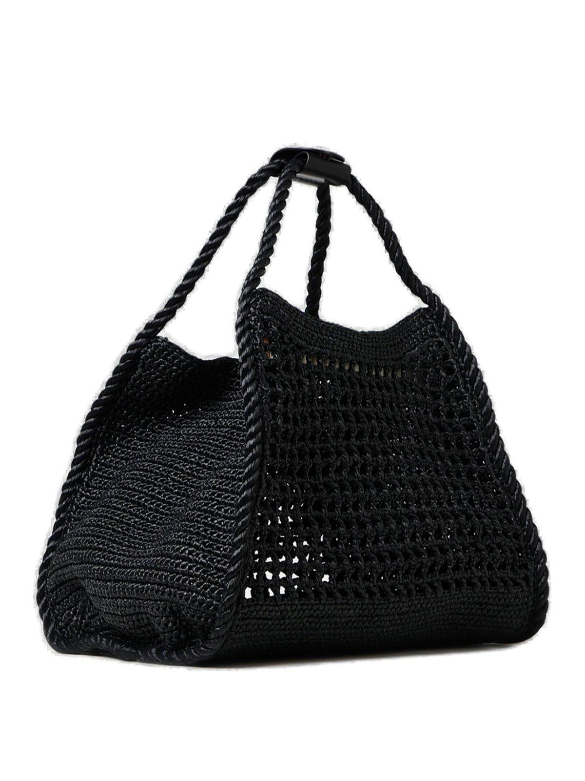 Shop Max Mara Logo Patch Top Handle Bag  In Black