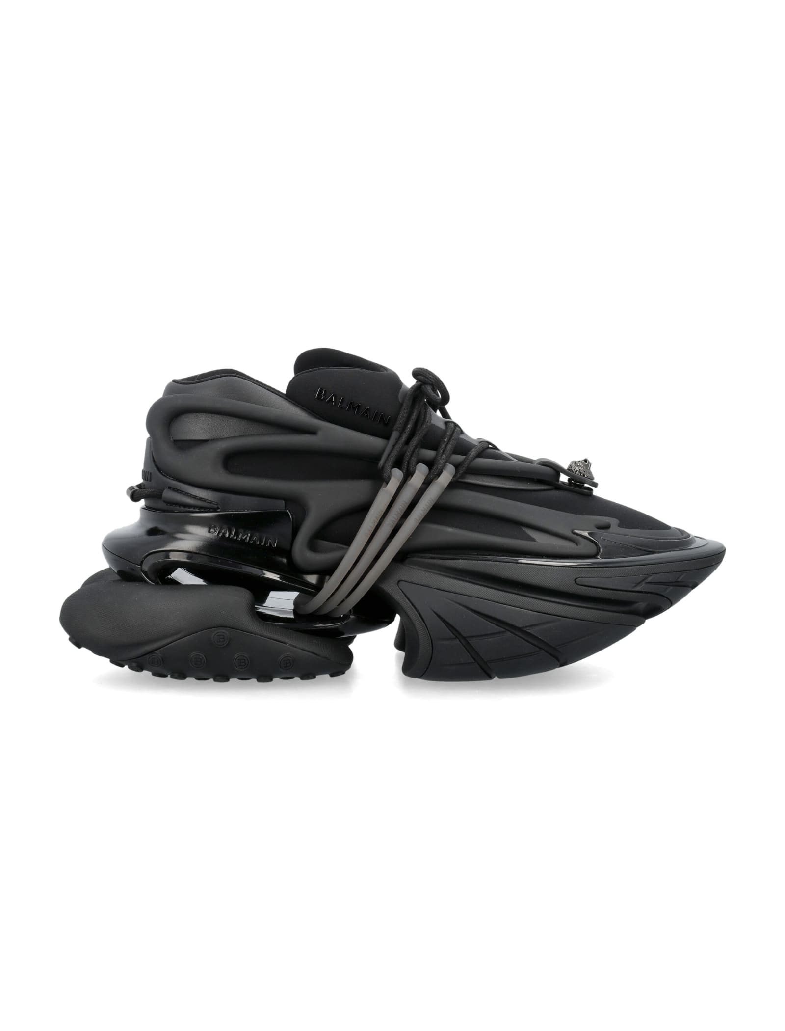 Shop Balmain Leather Unicorn Low-top Sneakers In Black