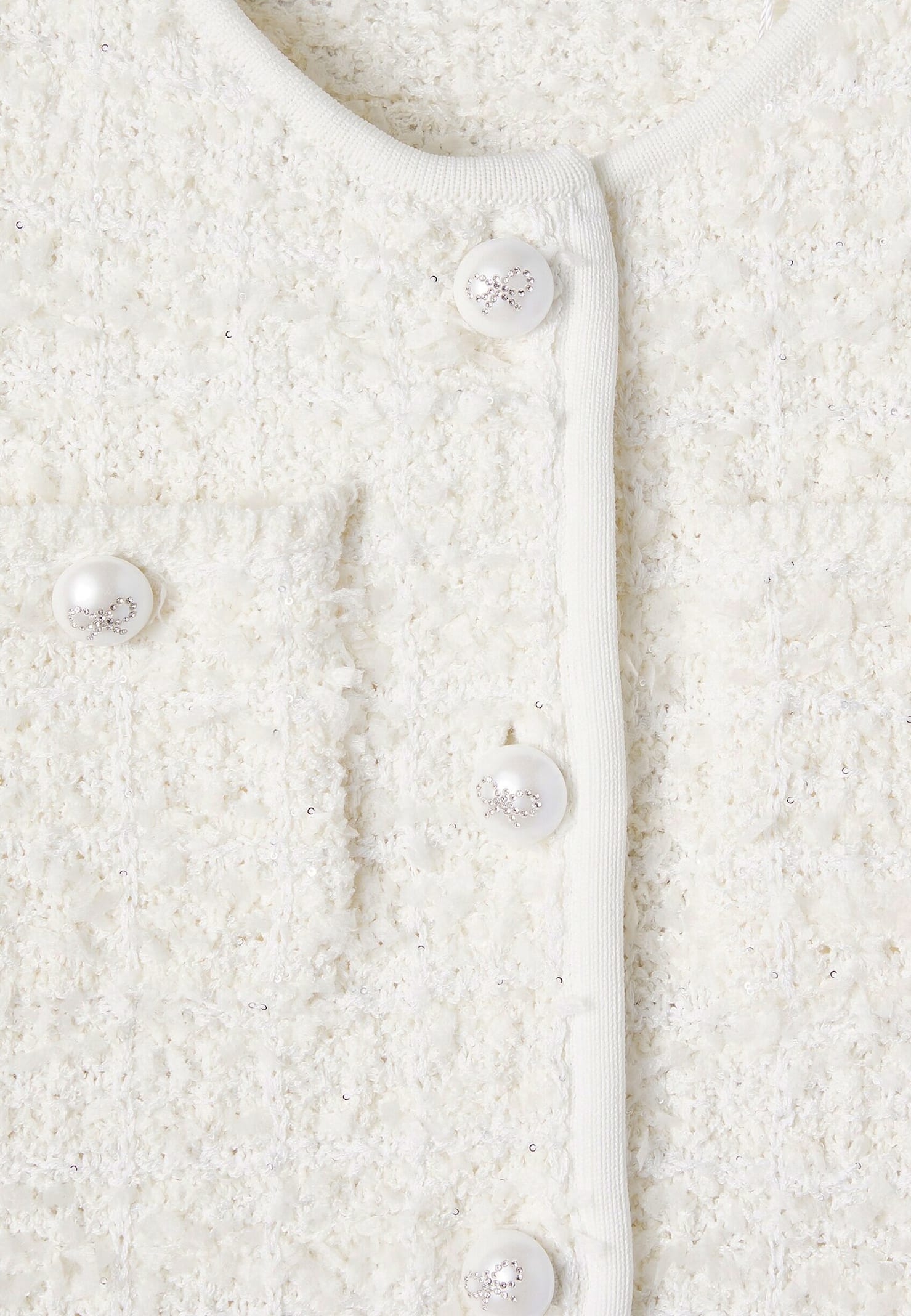 Self-portrait Bow Boucle Jacket In White